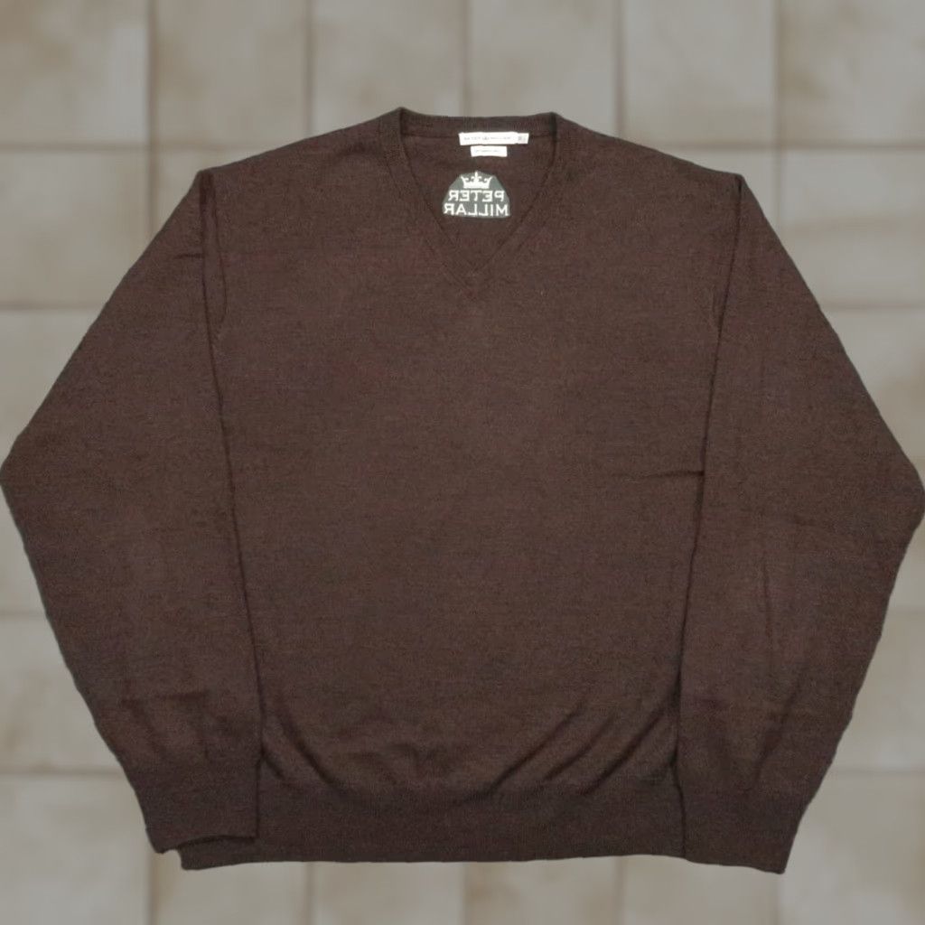 Peter Millar Peter Millar Sweater Men XL Brown Merino Wool V-Neck Jumper Tour XL Size US XL / EU 56 / 4 - 1 Thumbnail