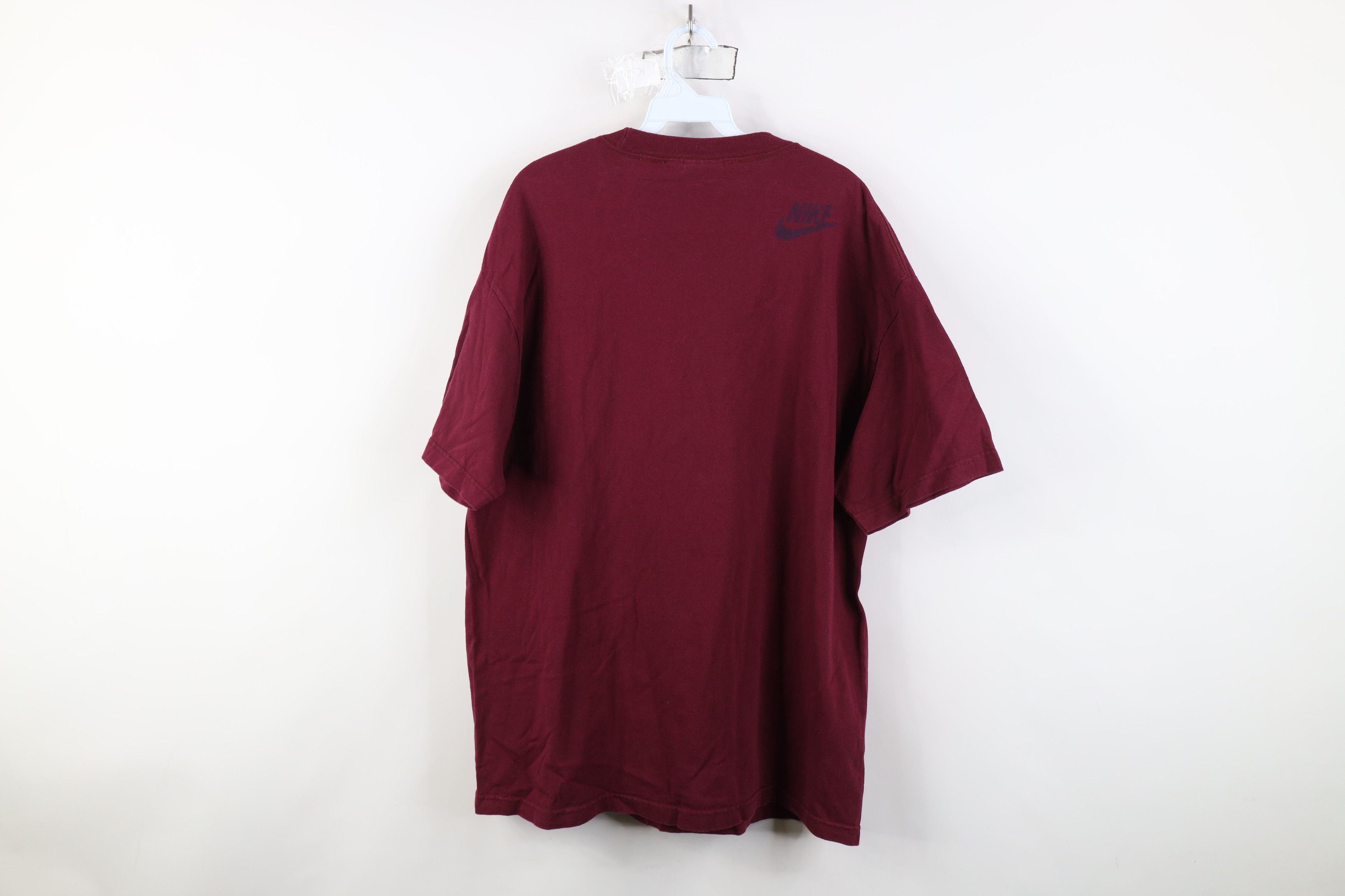 Nike Vintage Y2K Nike Scott Big Center Swoosh T-Shirt Burgundy Size US XL / EU 56 / 4 - 12 Thumbnail