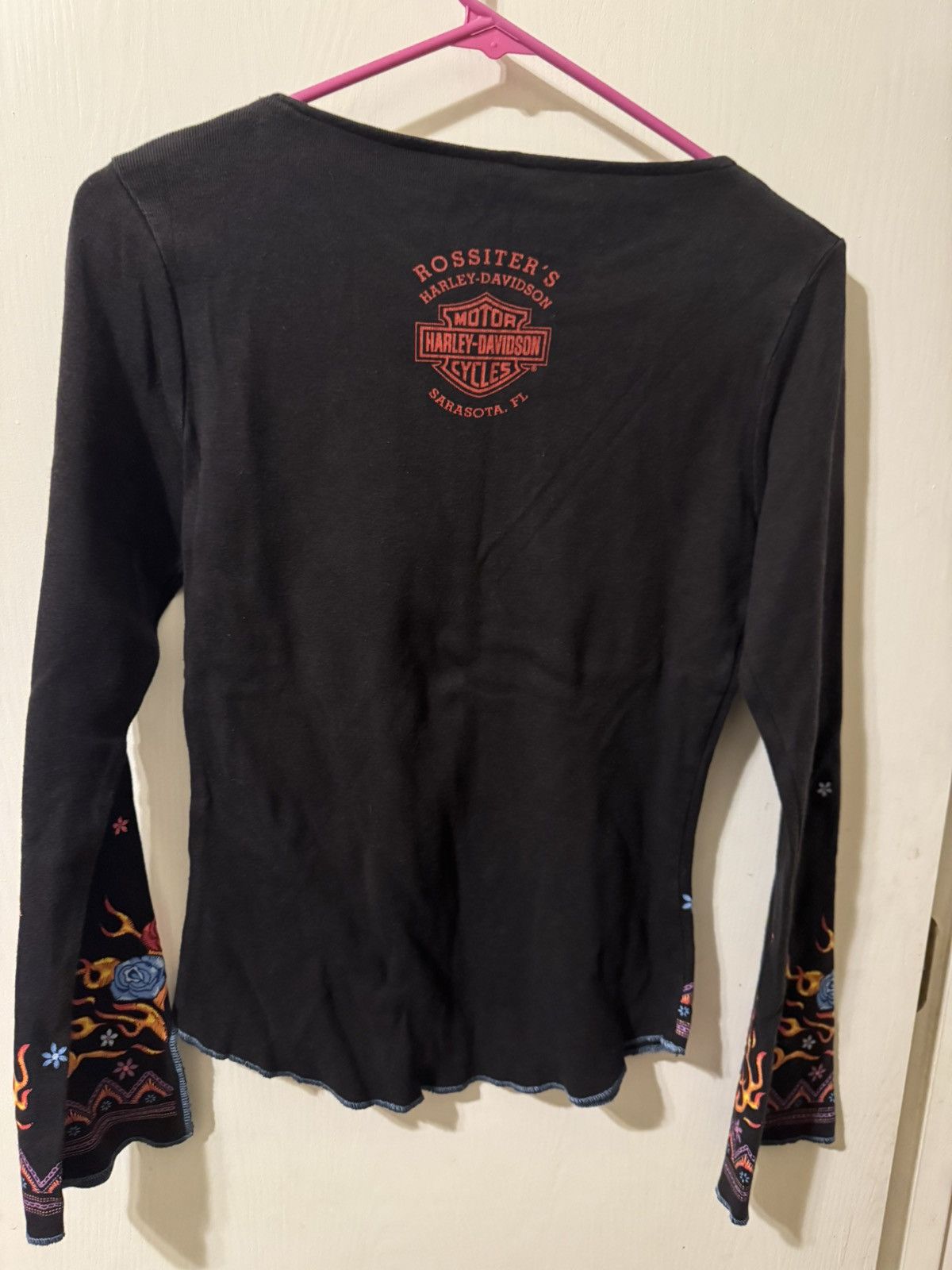 Harley Davidson Y2K vintage Woman’s Floral Harley Long Sleeve Size L / US 10 / IT 46 - 2 Thumbnail