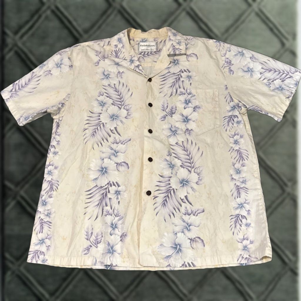 Vintage VINTAGE Halekulani Hawaii White Purple Palm Hawaiian Button-Up Shirt Large Size US L / EU 52-54 / 3 - 1 Thumbnail