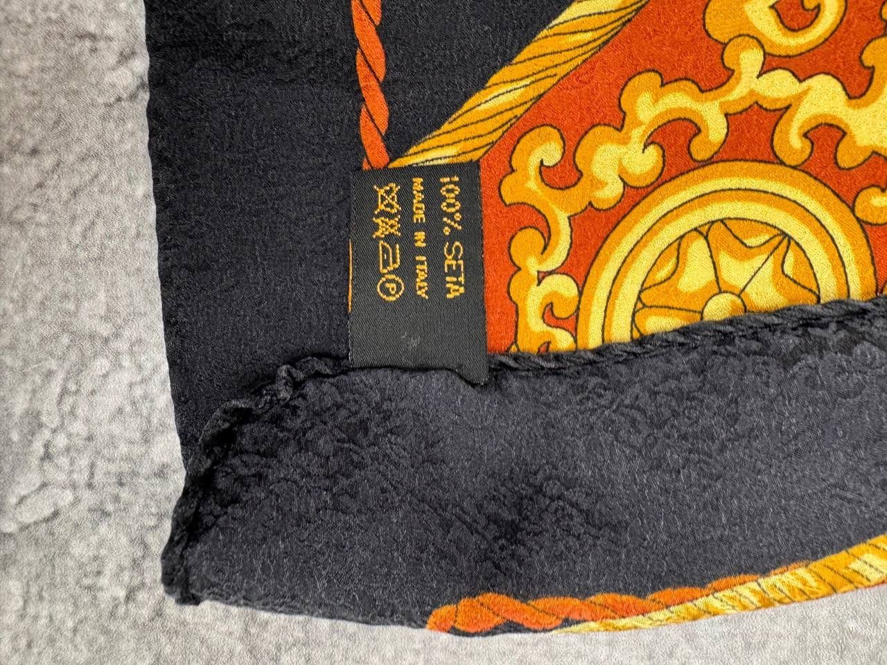 Enrico Coveri Enrico Coveri Silk Scarf Equestrian Print Navy Gold Vintage Size ONE SIZE - 5 Thumbnail