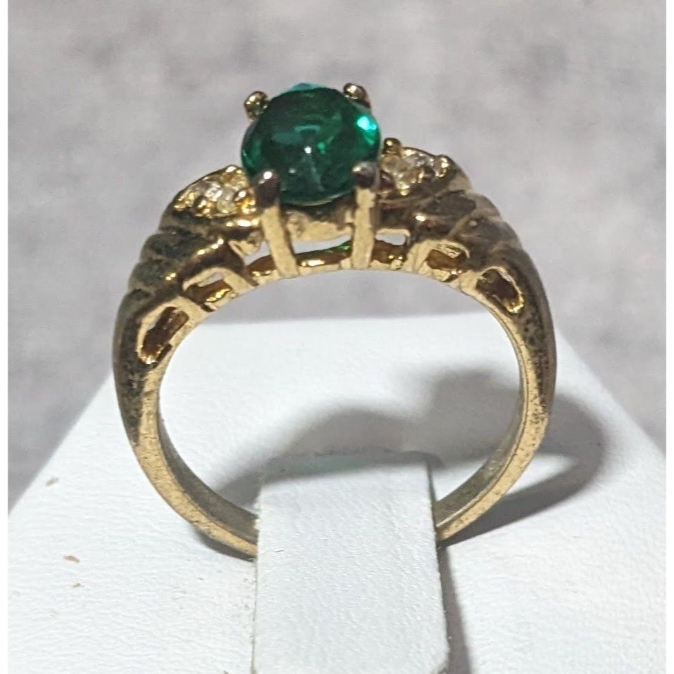 Other Elegant Mid Century Jewelry Concepts Gold Tone Ring With Gre Size ONE SIZE - 12 Thumbnail