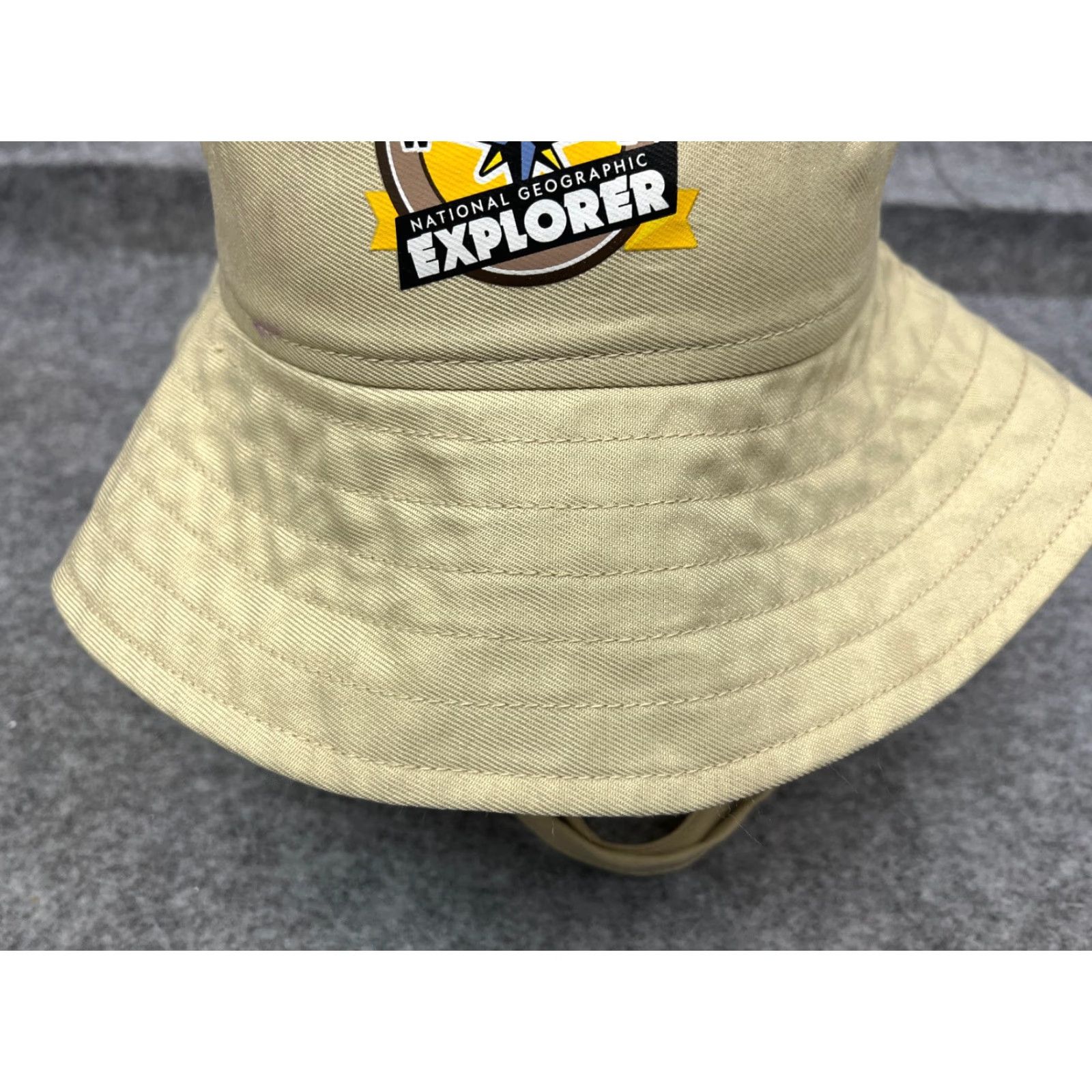 Vintage National Geographic Explorer Bucket Hat Adult One Size Beige 100% Polyester Camp Size ONE SIZE - 3 Thumbnail