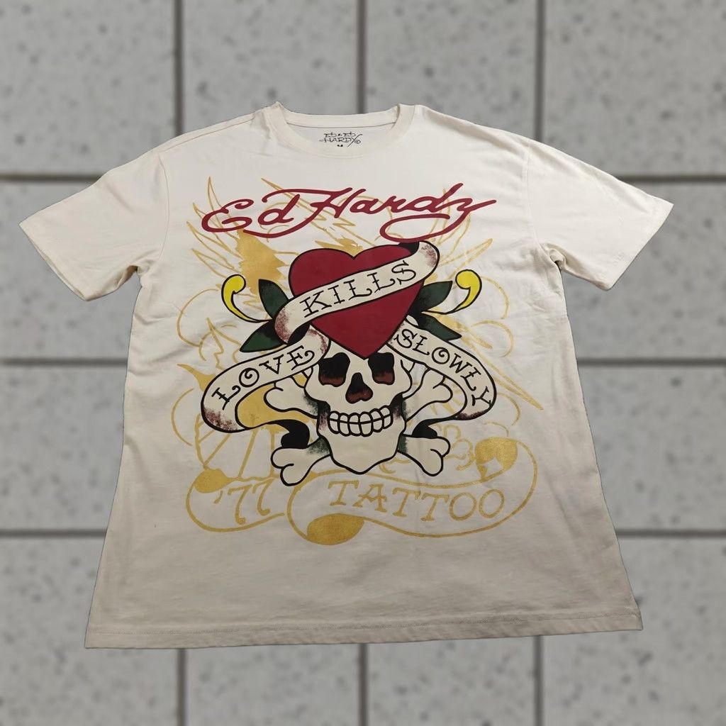 Ed Hardy Ed Hardy Shirt Mens M White Short Sleeve Graphic Print Tee T-shirt Skull Tattoo Love Crew Neck Size US M / EU 48-50 / 2 - 1 Thumbnail