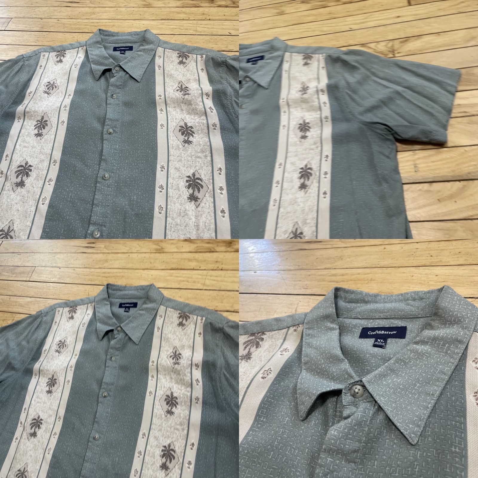 Croft & Barrow Croft & Barrow Guayabero Shirt Men XL Aztec Stripe Green Cream Retro Cuban Money Size US L / EU 52-54 / 3 - 8 Thumbnail