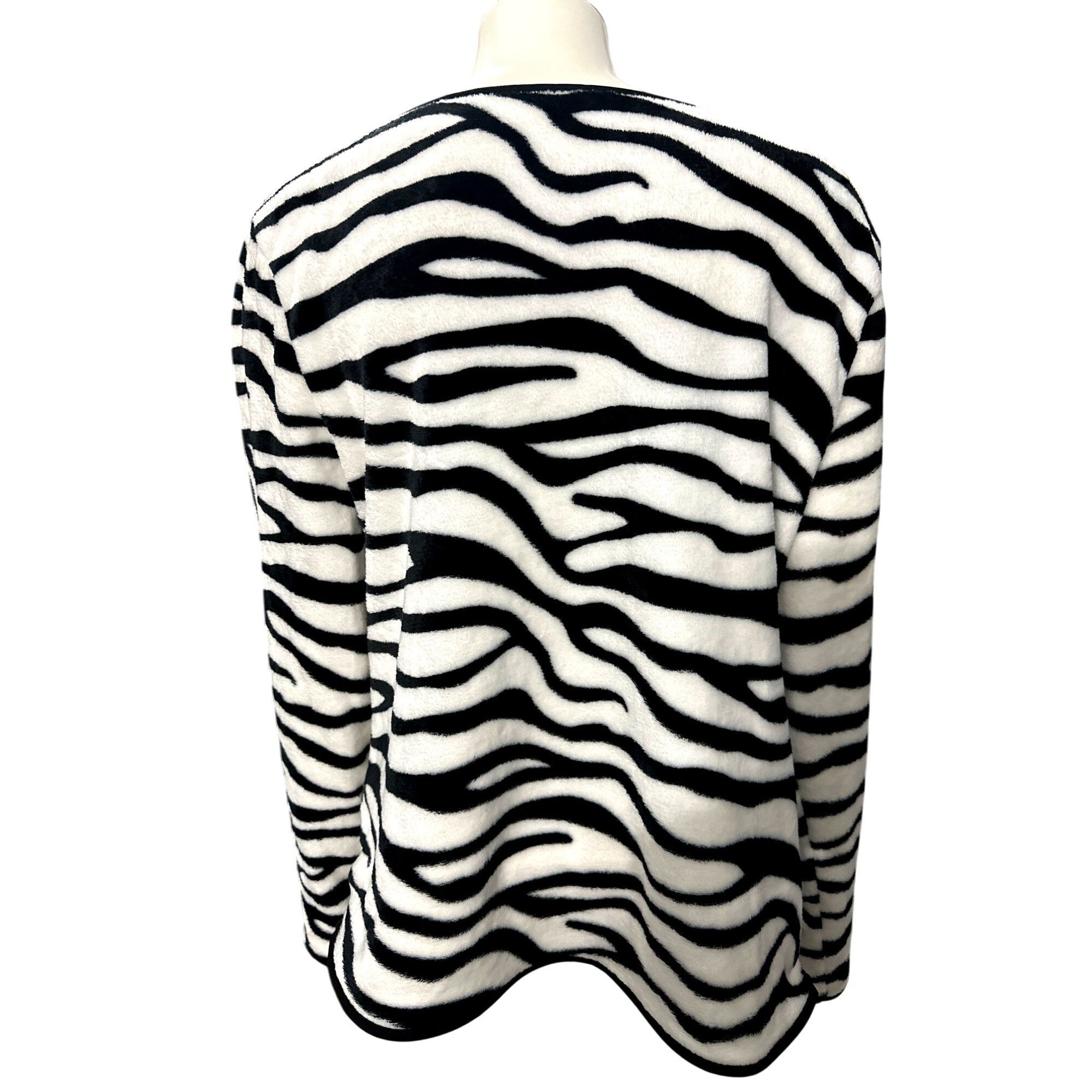 Other CCC Zebra Print Open Front Cardigan Sweater Trendy Black Whi Size L / US 10 / IT 46 - 3 Thumbnail