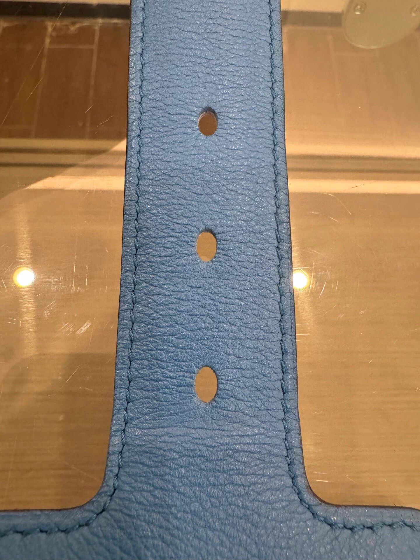 Hermes Hermes 8cm Blue & Brown Silver Embossed Buckle Belt 90cm Size ONE SIZE - 6 Thumbnail