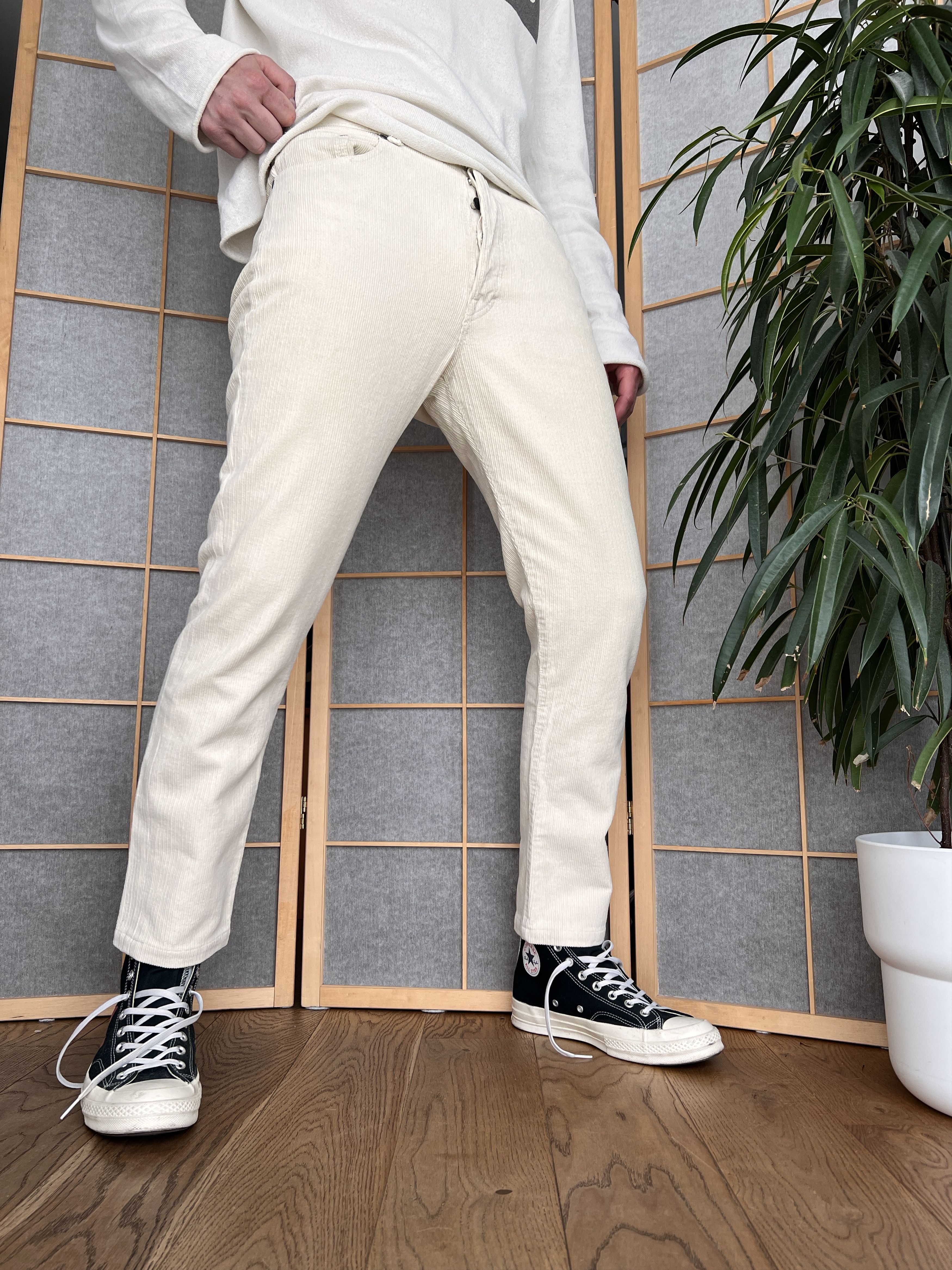 Stone Island Rare! Stone Island vintage 90s cream corduroy pants velvet Size US 31 - 14 Thumbnail
