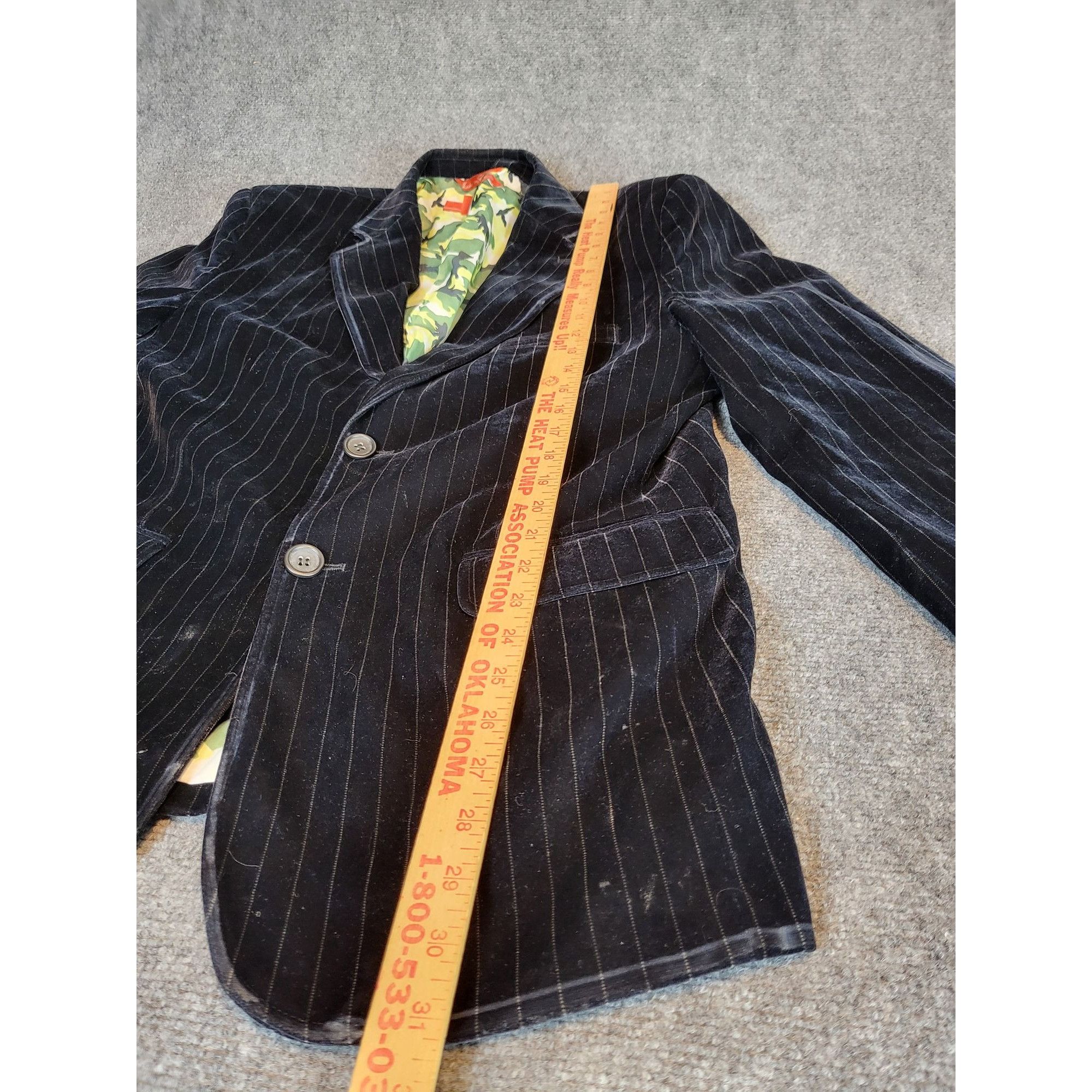 Other B'52 Striped Velour Blazer Men Sz L Black Two Button Designe Size 40R - 4 Thumbnail