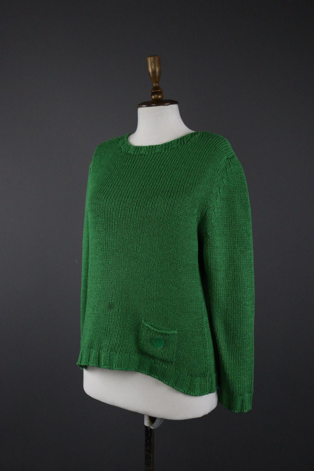 Designer Elisa Cavaletti Loose Green Casual Knit Sweater Size L Size L / US 10 / IT 46 - 1 Thumbnail