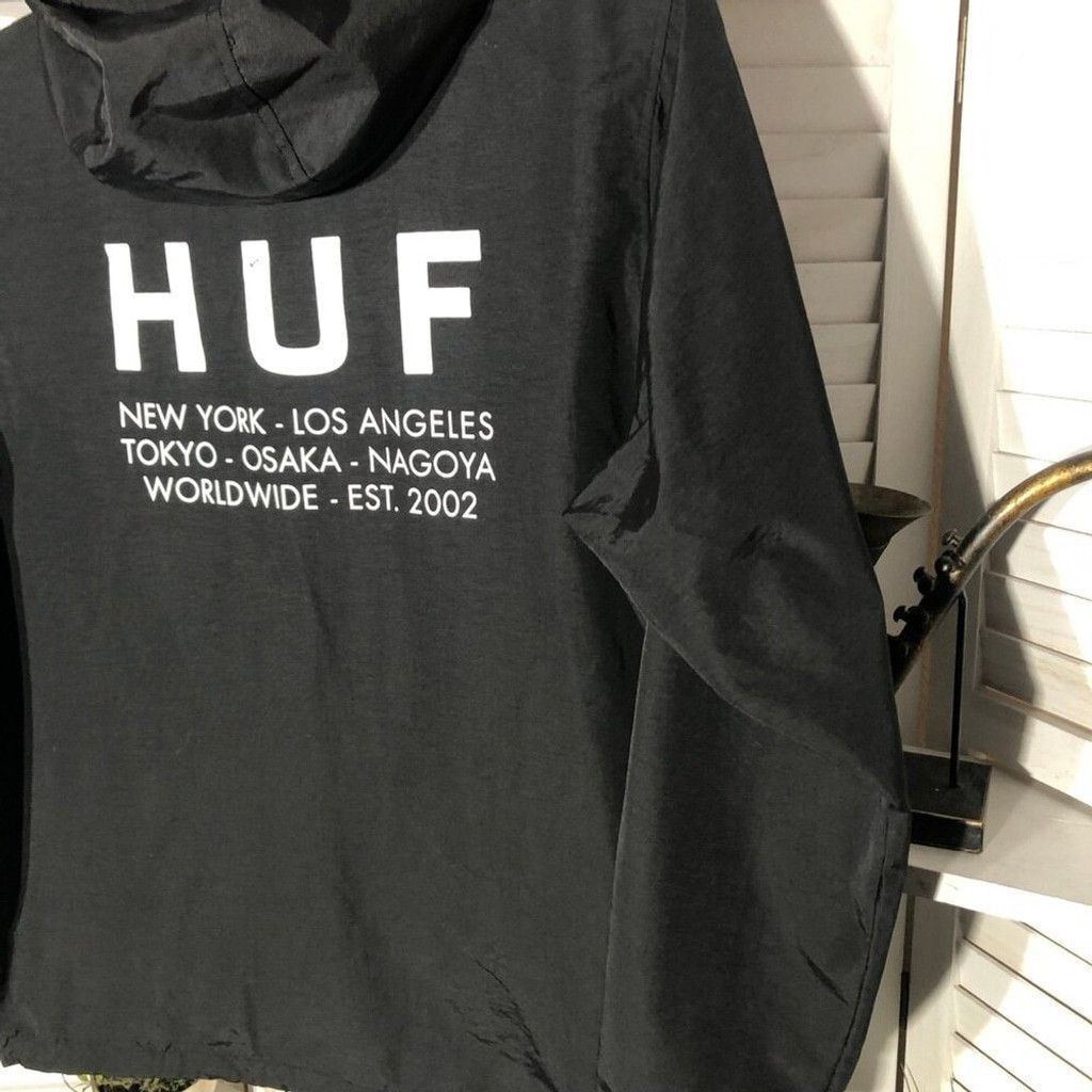 Huf HUF Jacket Flags Half-Zip Hooded Windbreaker Black Large Size US L / EU 52-54 / 3 - 14 Thumbnail