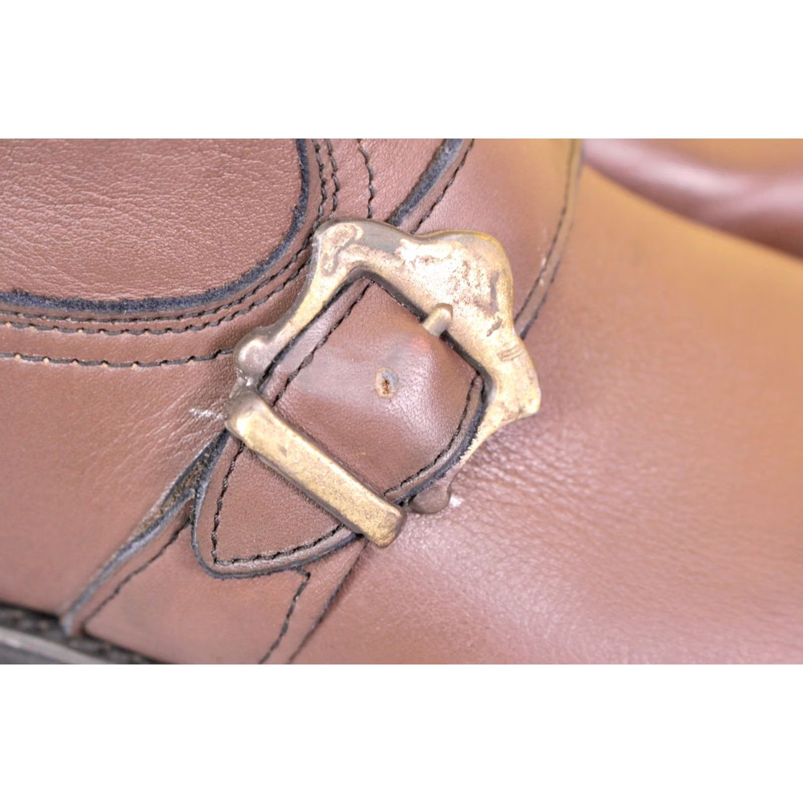 Vintage VTG 70s Boots Texas Brown Leather Boots Mens 11.5 D Buckle Vintage Engineer Biker Shoes Size US 12 / EU 45 - 6 Thumbnail