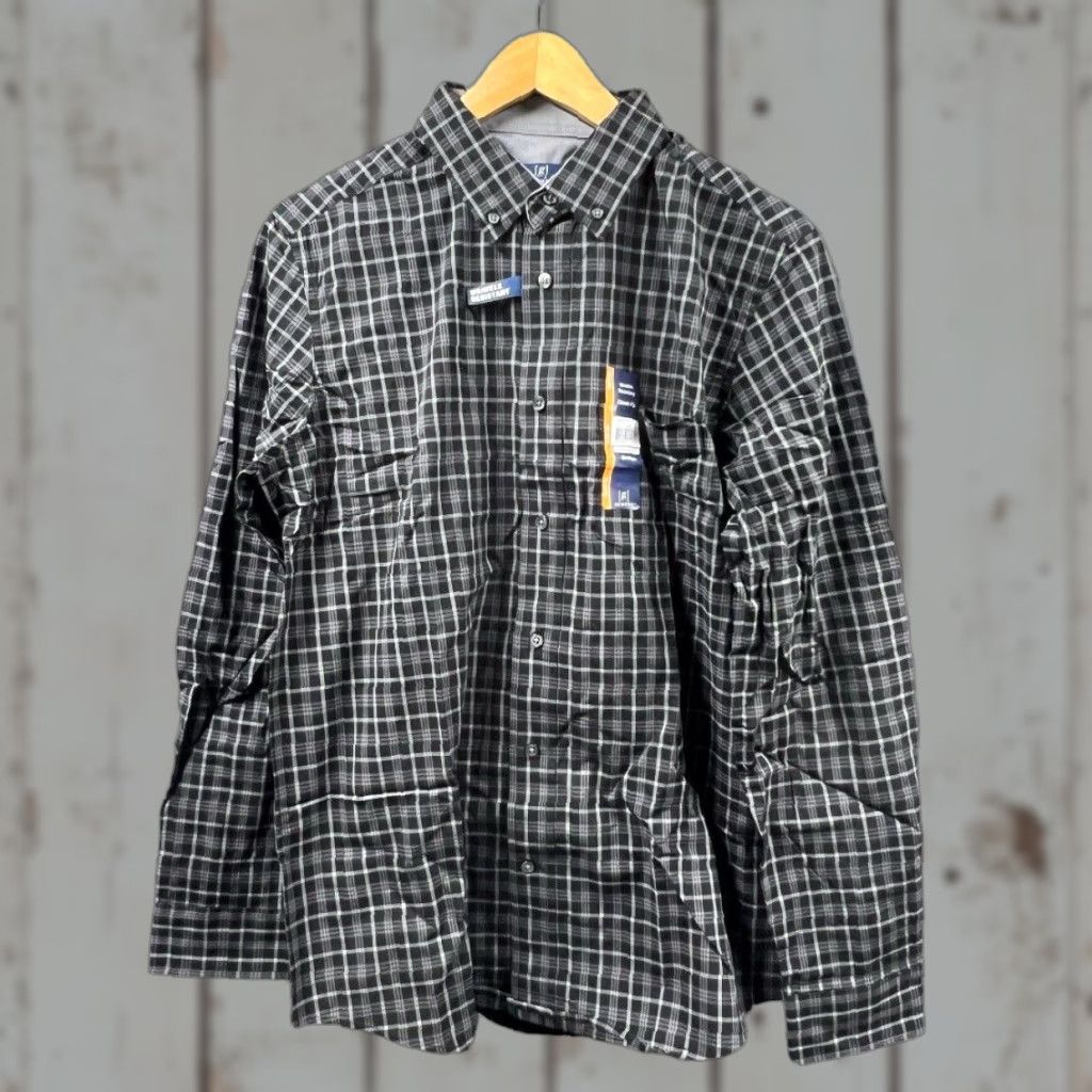 George GEORGE Mens Shirt Medium Black Plaid Classic Fit Button-Down Stretch Casual NWT Size US M / EU 48-50 / 2 - 1 Thumbnail