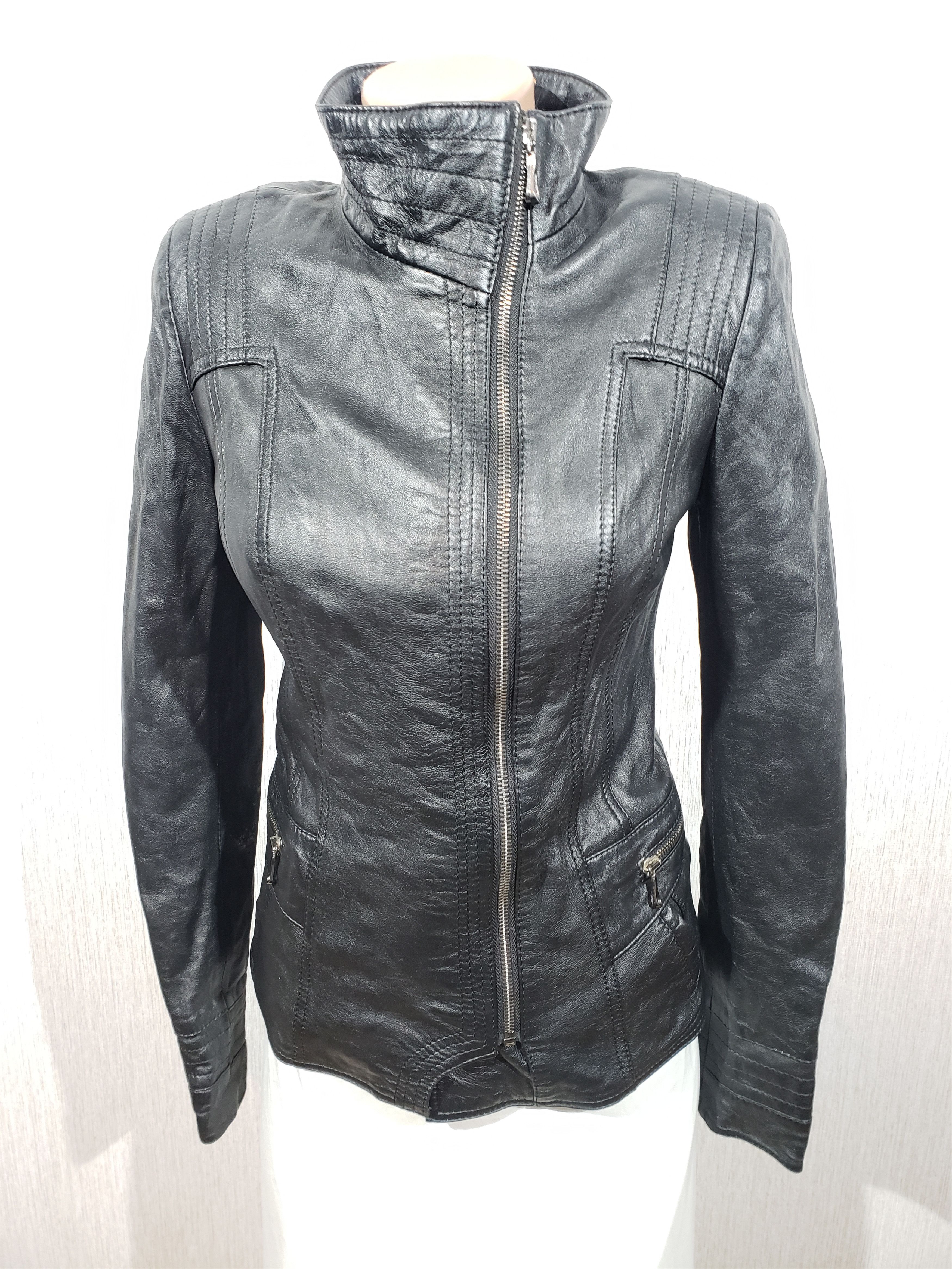 Other Black women's leather sports jacket. Size XS / US 0-2 / IT 36-38 - 1 Thumbnail