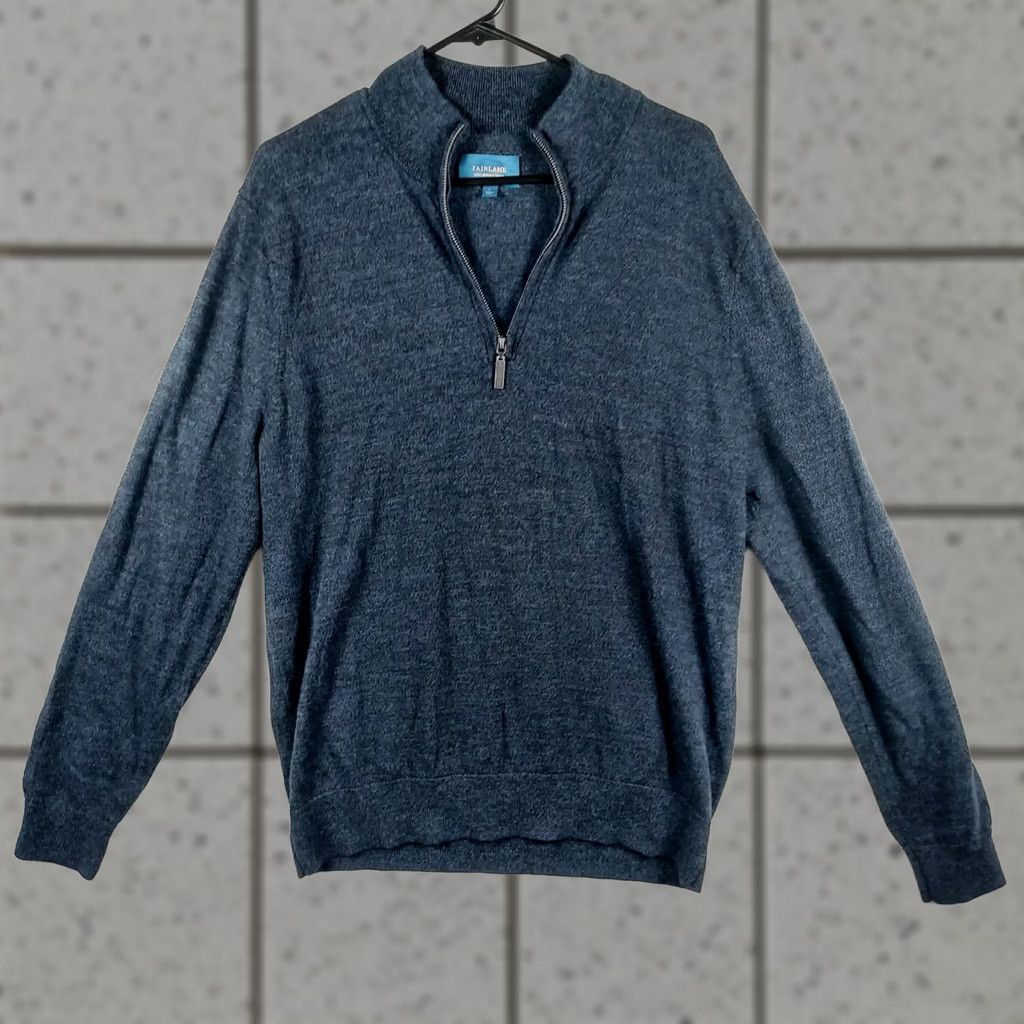 Vintage Fairlane Sweater Shirt Navy 100% Merino Wool Long Sleeve Mock Neck L Mens Pullover Casual Size US L / EU 52-54 / 3 - 1 Thumbnail