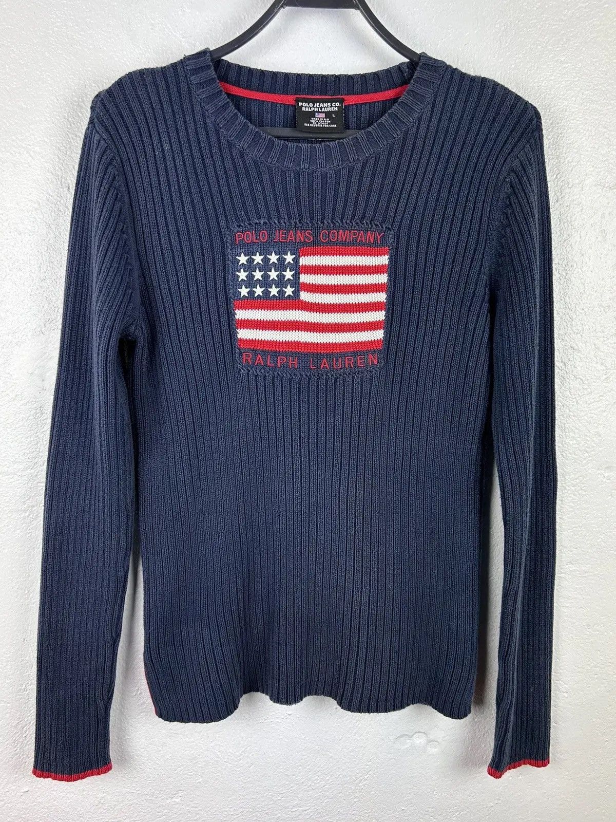 Polo Ralph Lauren Polo Jeans By Ralph Lauren USA American Flag Sweater Size L / US 10 / IT 46 - 1 Thumbnail