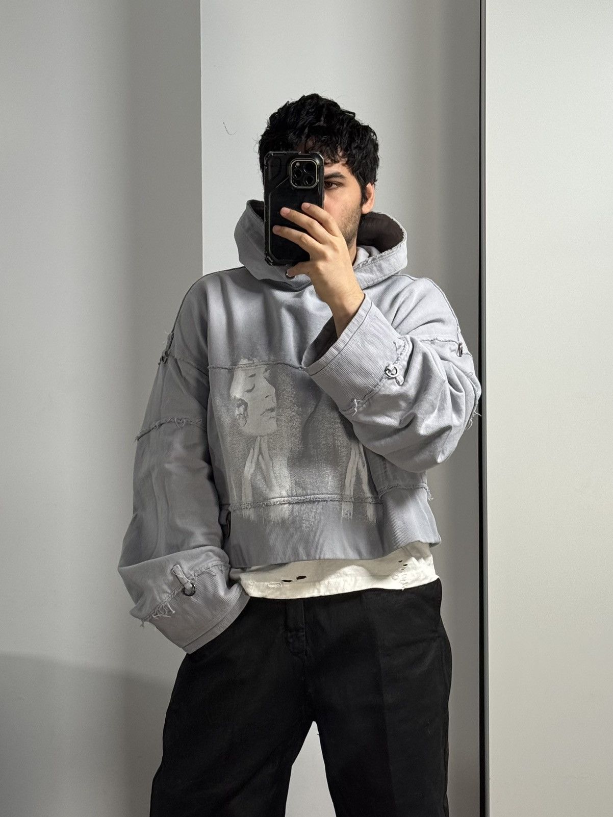 SHINE LUXURY RARE “MARTYR LOREM” Cropped Bondage Hoodie - Light Lavander Size US L / EU 52-54 / 3 - 14 Thumbnail