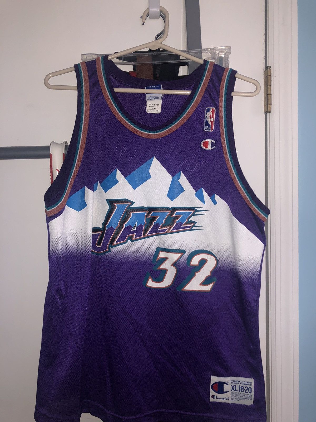 image of Champion x NBA Karl Malone Utah Jazz Vintage Jersey in Purple, Men's (Size Small)