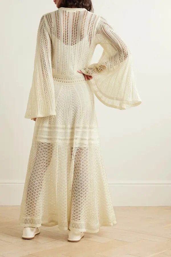 Chloe o1y0825 Maxi Dress in Ivory Size S / US 4 / IT 40 - 3 Thumbnail