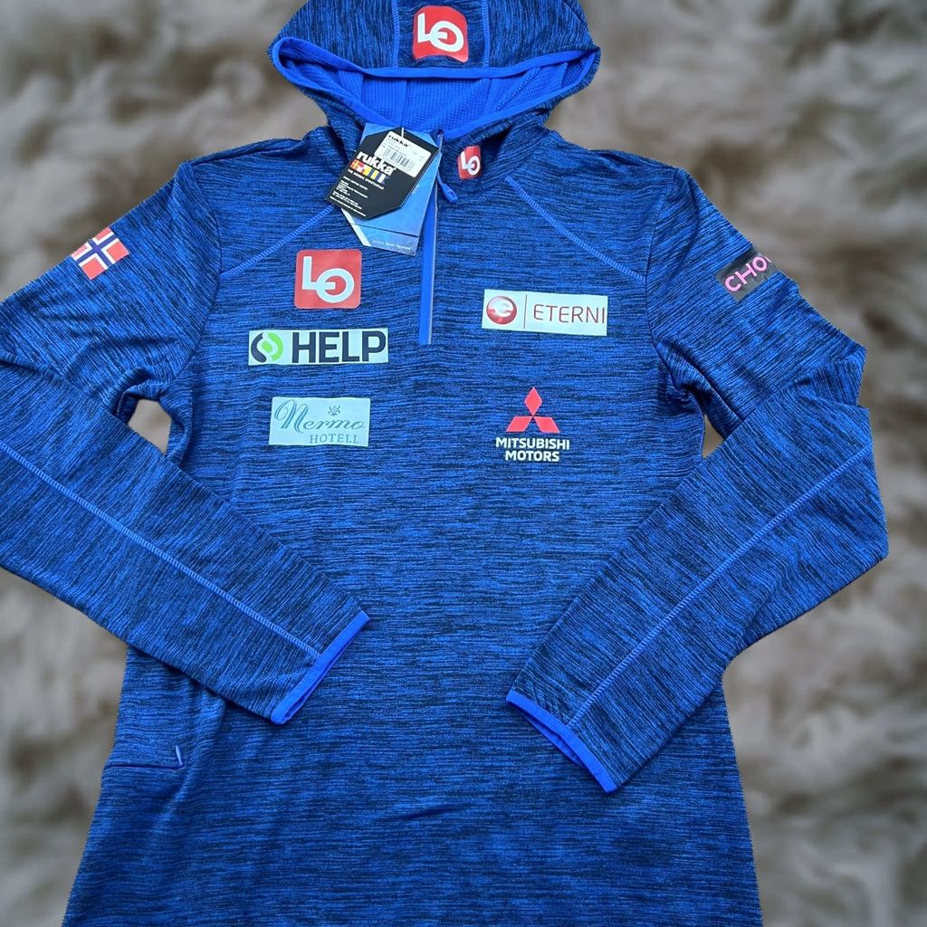 Layer 8 RUKKA Norway Team Mens Ski Top 1/4 Zip Base Layer Blue Hoodie Flag Shirt Size US M / EU 48-50 / 2 - 1 Thumbnail