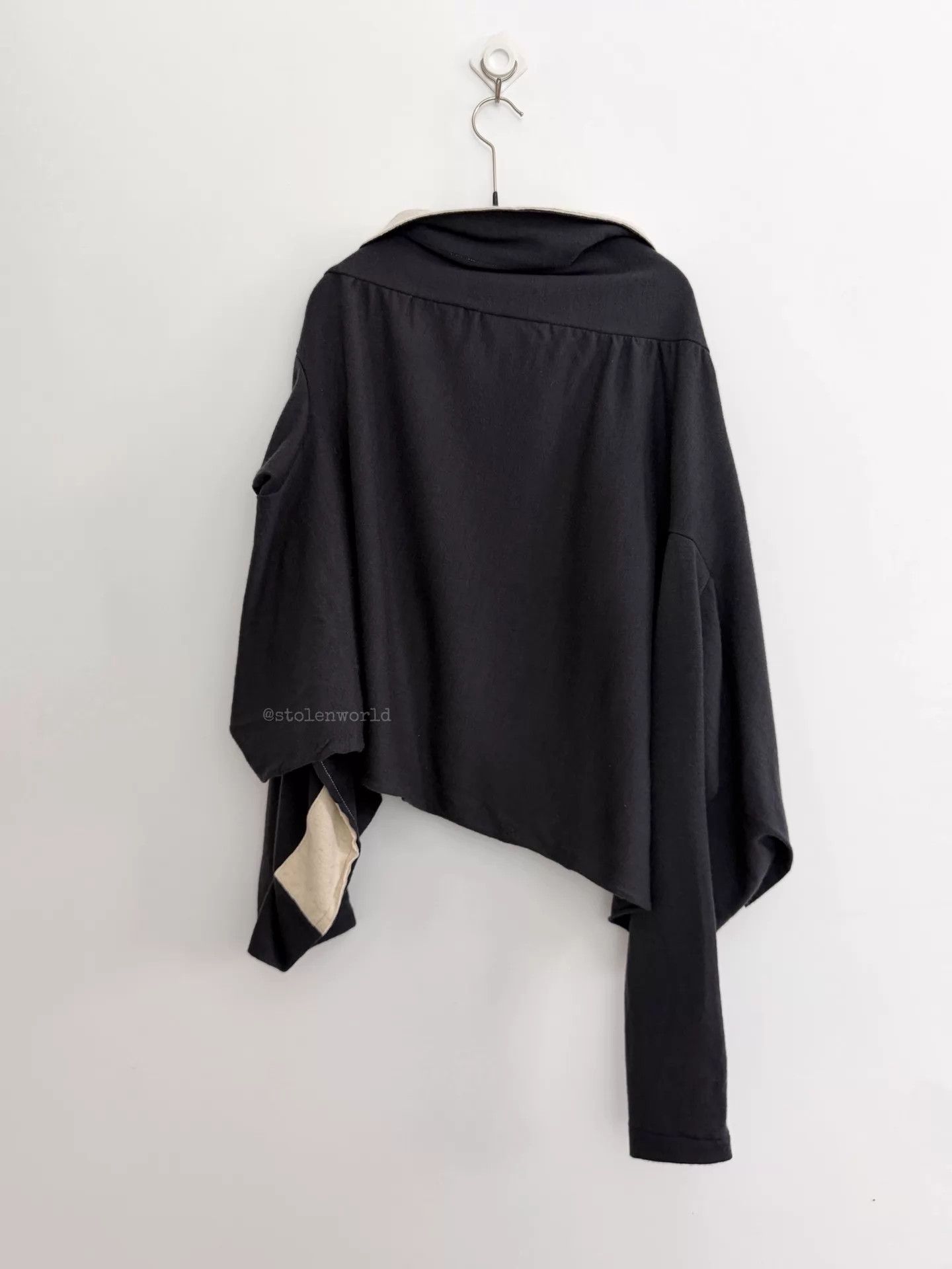 Y's Y's Asymmetric 2-Way Wool Coats Dark Gray Size ONE SIZE - 8 Thumbnail