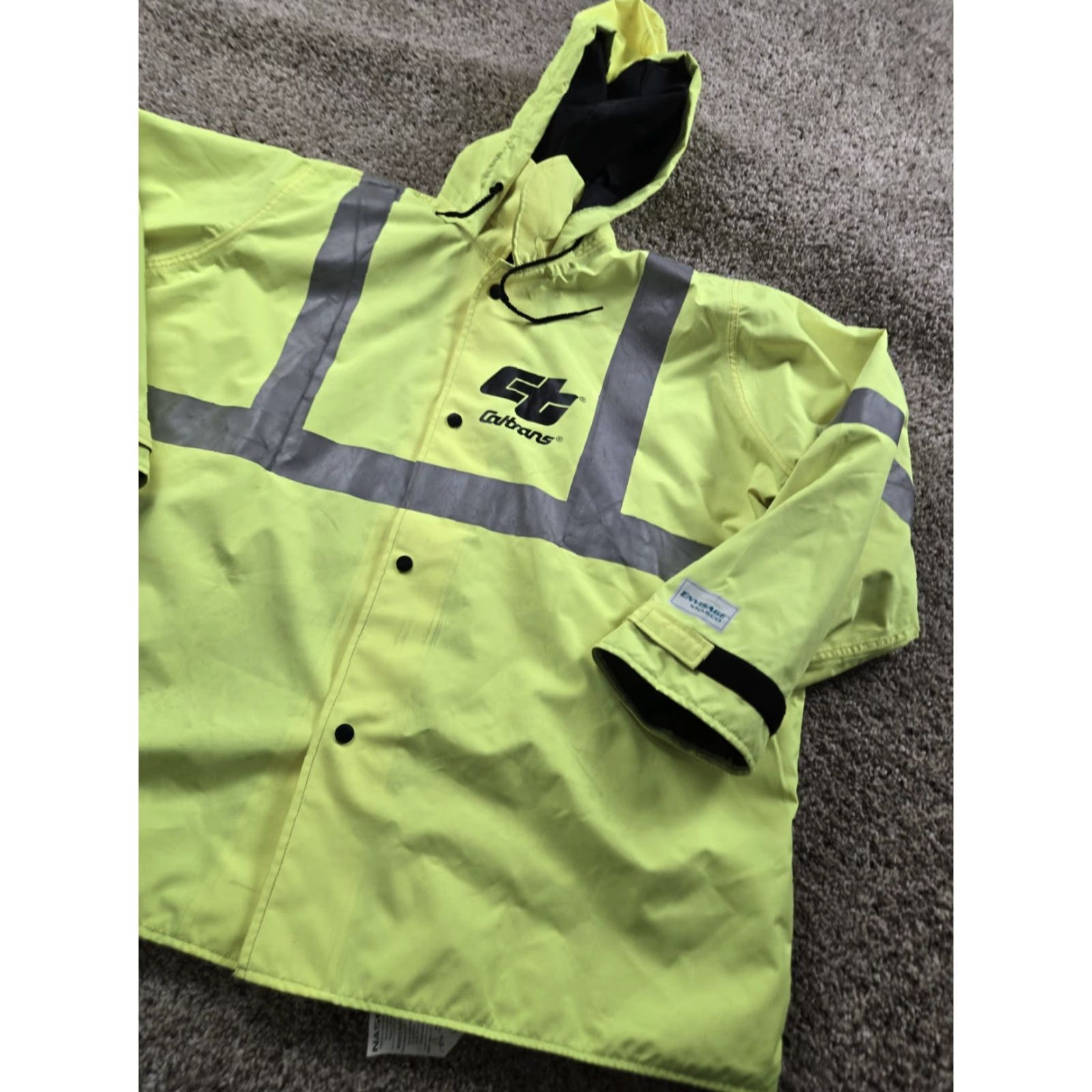 Rains VINTAGE Nasco Caltrans Rain Shell Jacket XL Mens Neon Full Zip Reflective Hi-Vis Yellow Jacket Mens XL Neon Hi-Vis 90s (if applicable) Size US XL / EU 56 / 4 - 2 Thumbnail