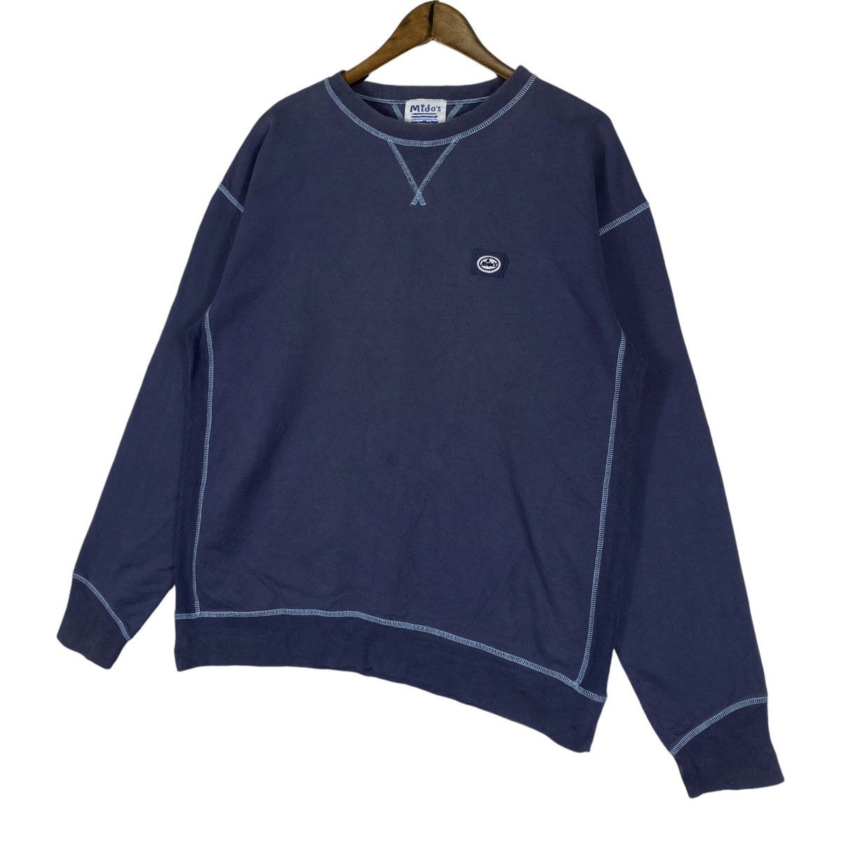 Vintage Vintage Mido’s Crewneck Sweatshirt Navy Blue Pullover Jumper Size US L / EU 52-54 / 3 - 3 Thumbnail