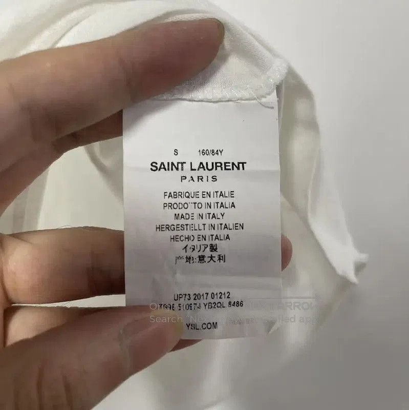 Yves Saint Laurent YSL Women's White Cotton Printed T-Shirt . Size S / US 4 / IT 40 - 5 Thumbnail