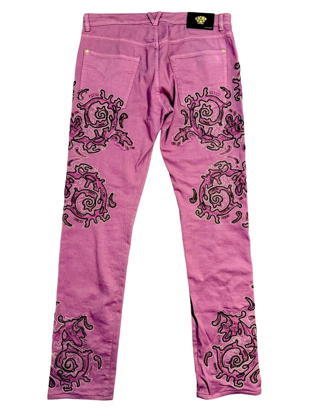 Versace Versace denim pants with beads and embroidery Size US 33 - 2 Thumbnail