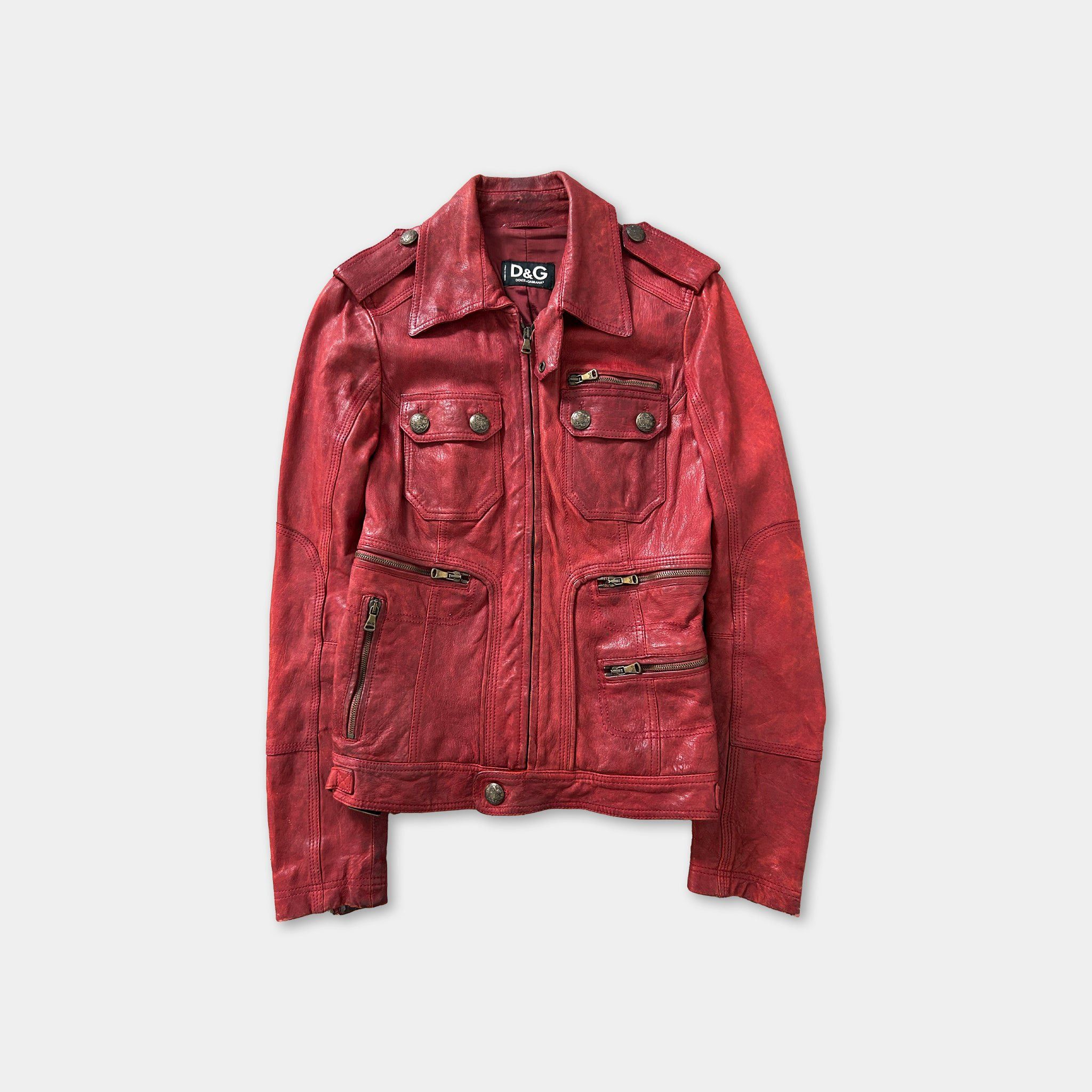 Dolce & Gabbana Dolce & Gabbana Red Leather Jacket Size US M / EU 48-50 / 2 - 1 Thumbnail