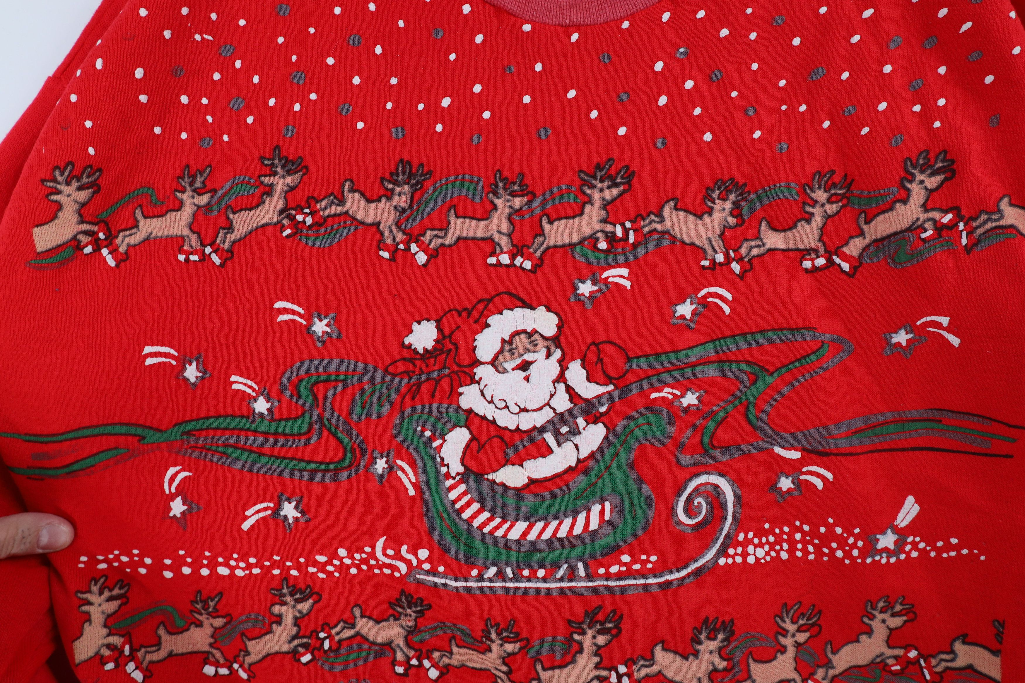 Vintage Vintage 90s Christmas Santa All Over Print Sweatshirt USA Size L / US 10 / IT 46 - 4 Thumbnail