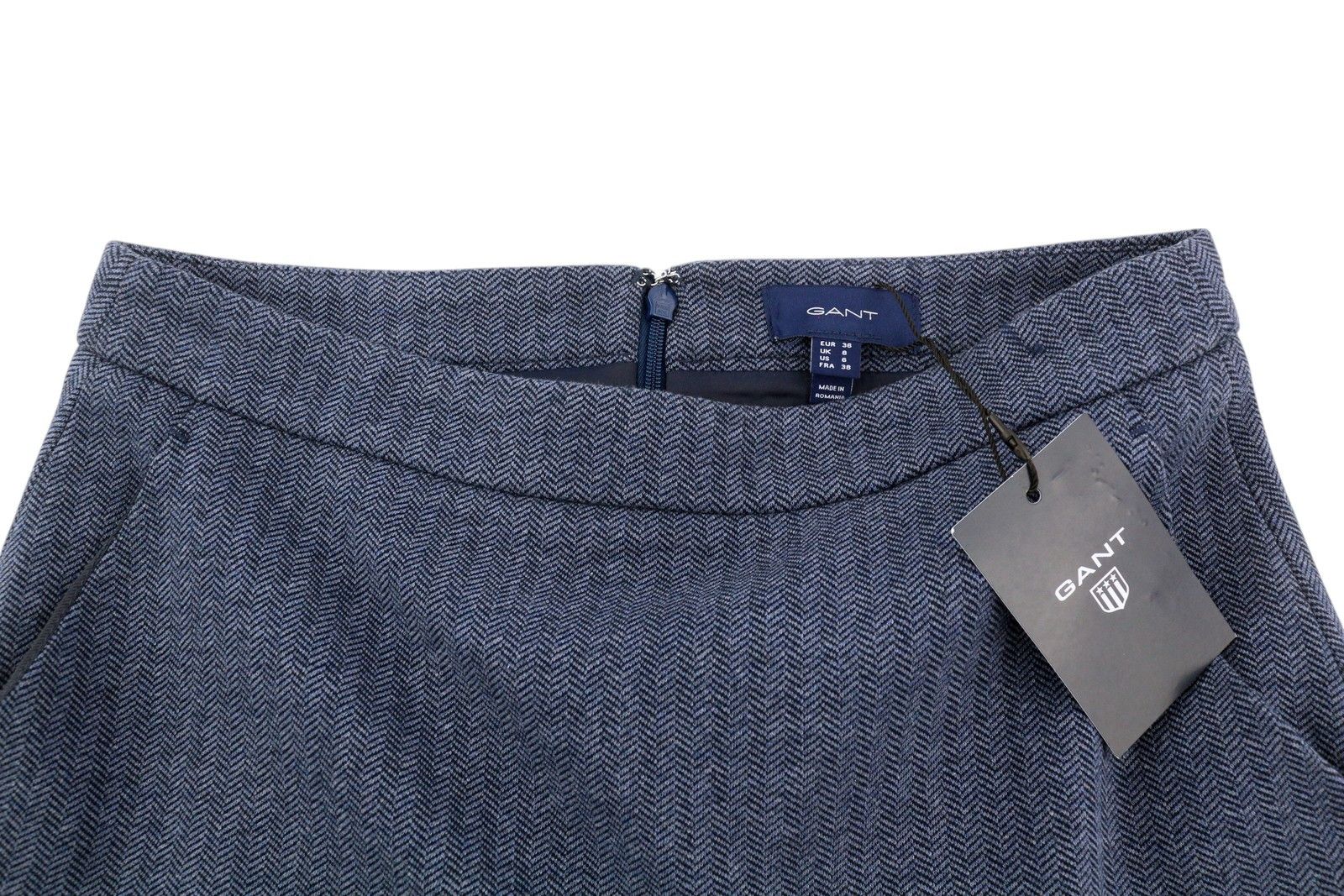 Gant EU36 Blue Herringbone Zip Fly Pencil Skirt 85177 Size 28" / US 6 / IT 42 - 4 Thumbnail