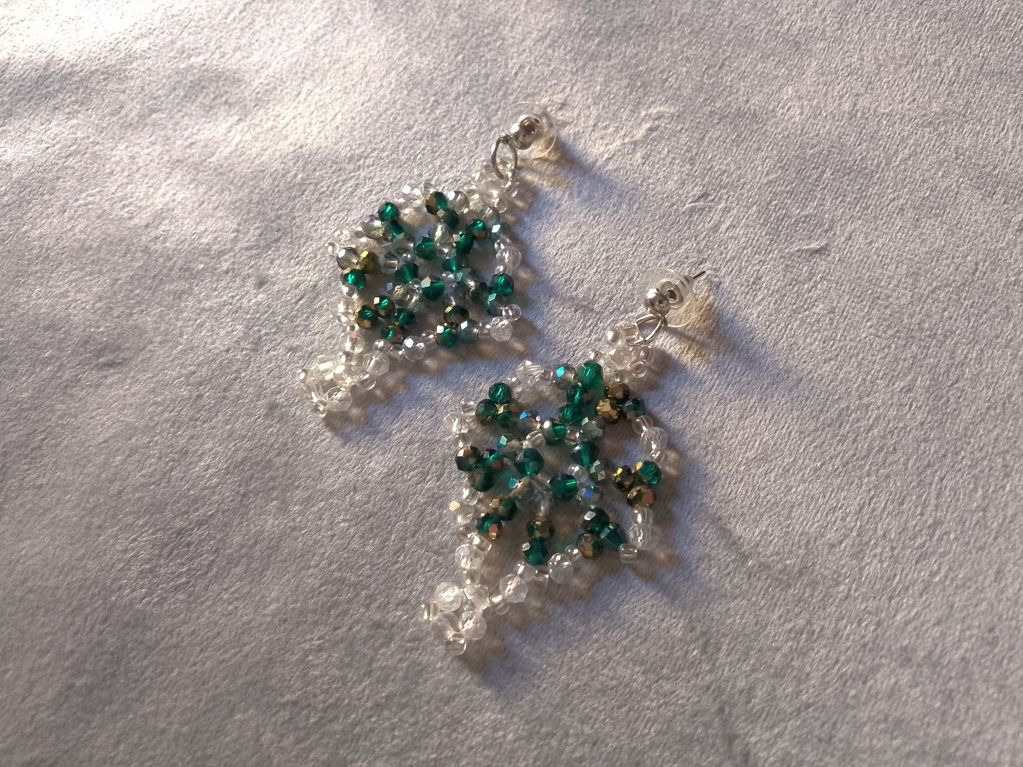 Handmade Necklace Long Green Crystal White Gemstones Earrings Size ONE SIZE - 9 Thumbnail