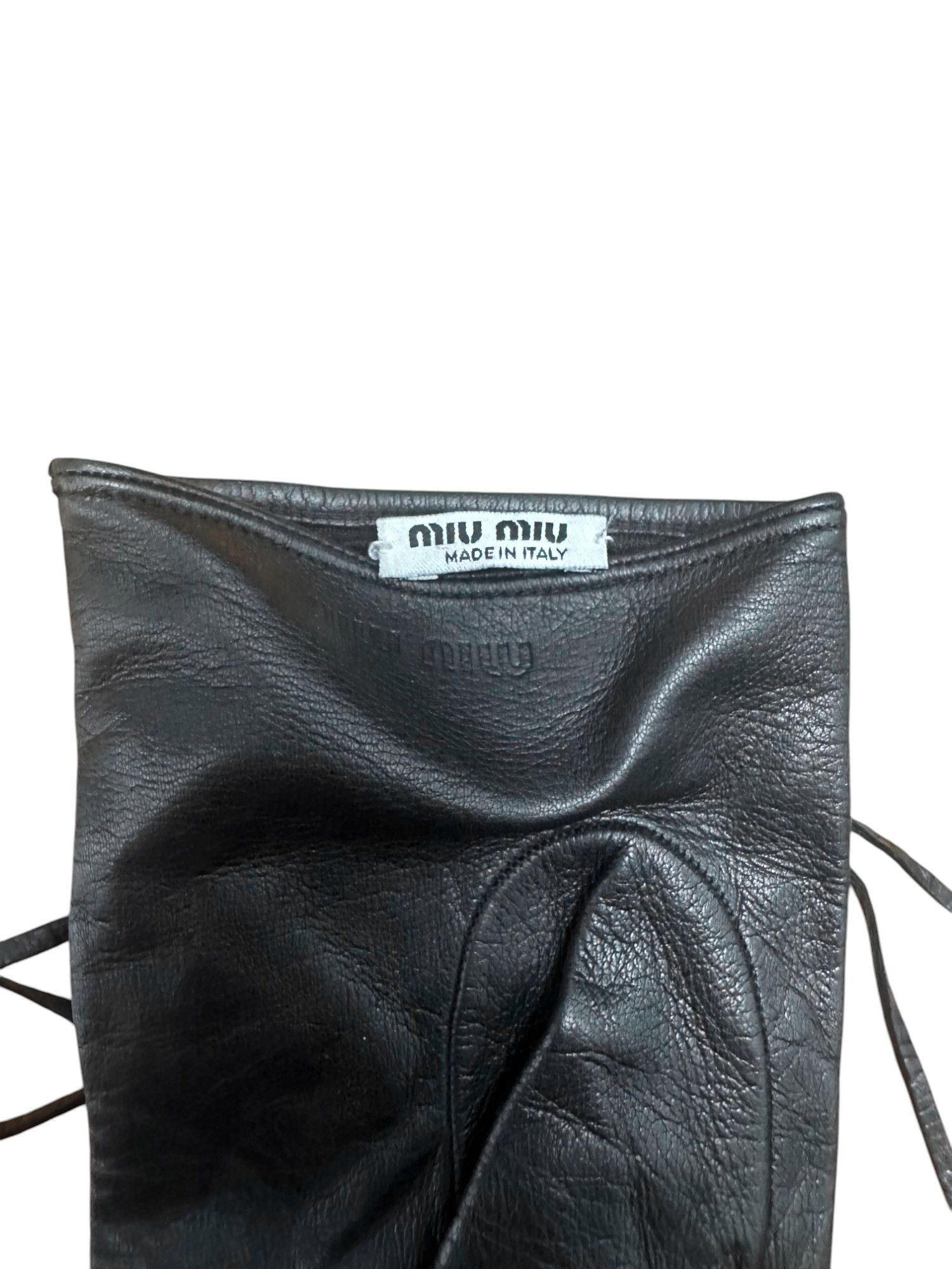 Miu Miu Black Lambskin Intrecciato Gloves Size ONE SIZE - 5 Thumbnail