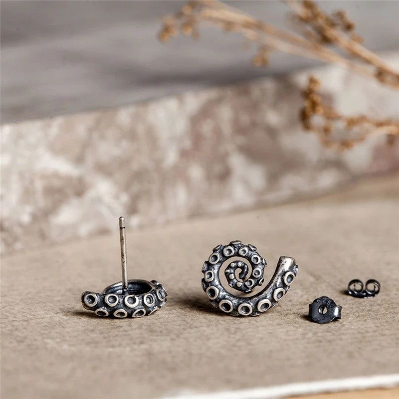 Jewelry Octopus Tentacles Stud Earrings 925 Sterling Silver Ear Gift Size ONE SIZE - 1 Thumbnail