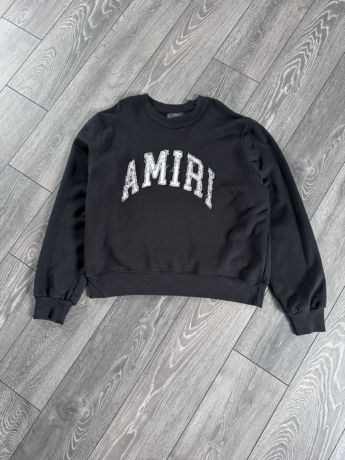 image of Amiri Black College Bandana Sweatshirt Crewneck, Men's (Size XL)