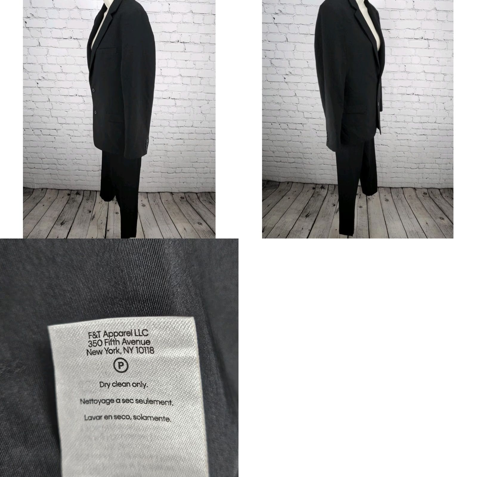 Calvin Klein Calvin Klein Black Full Pant Suit Set 2 Piece 2 Button Notch Blazer 20 Size 42" / US 20 - 10 Thumbnail