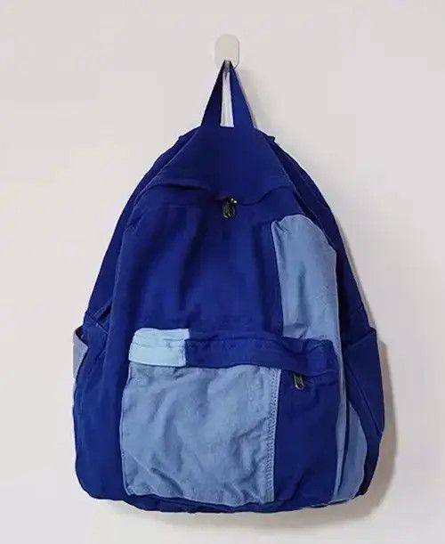 Flannel Retro patchwork canvas backpack school bag aesthetic Size ONE SIZE - 4 Thumbnail