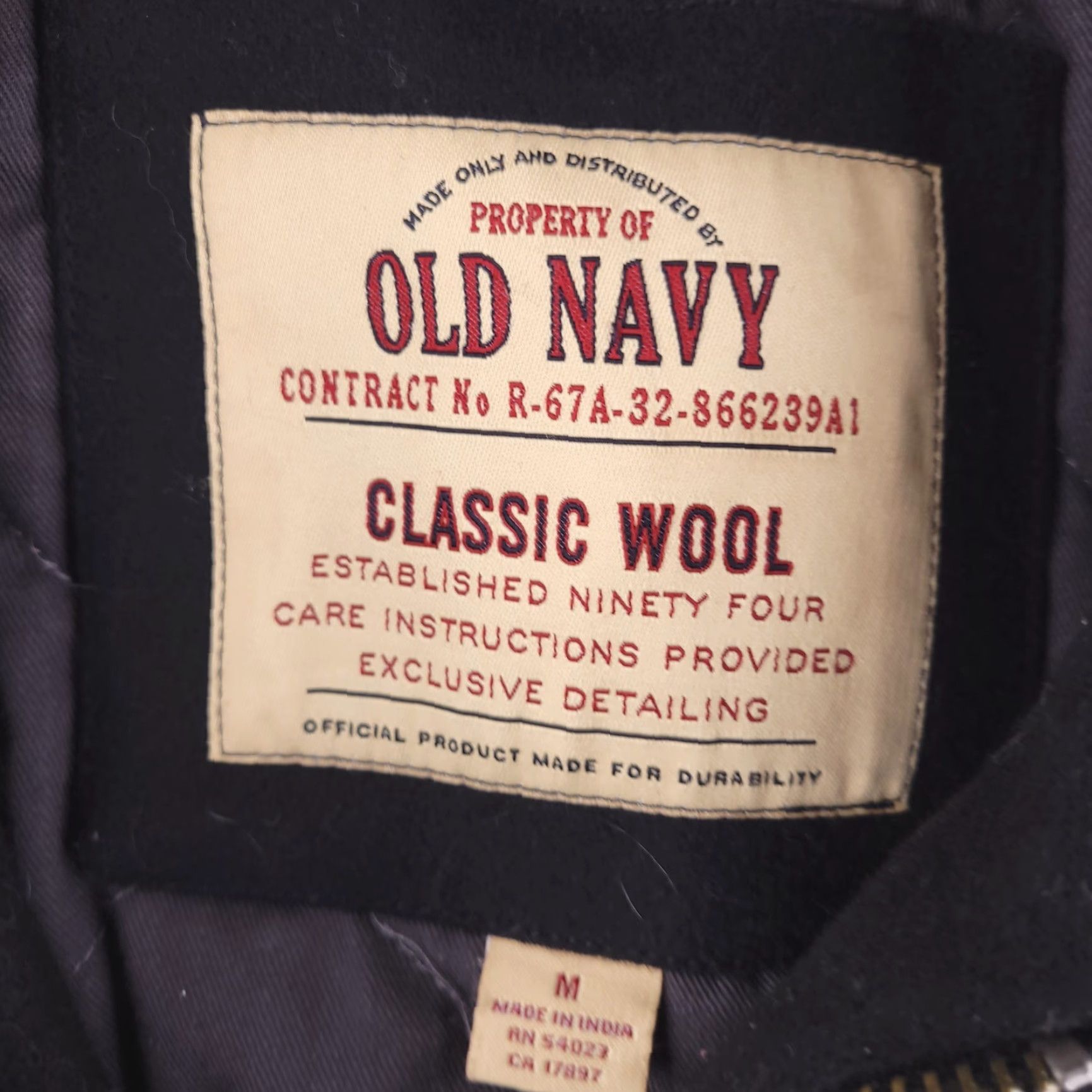 Gap Old Navy Coat Mens Medium Black Wool Zip Quilted Size US M / EU 48-50 / 2 - 2 Thumbnail