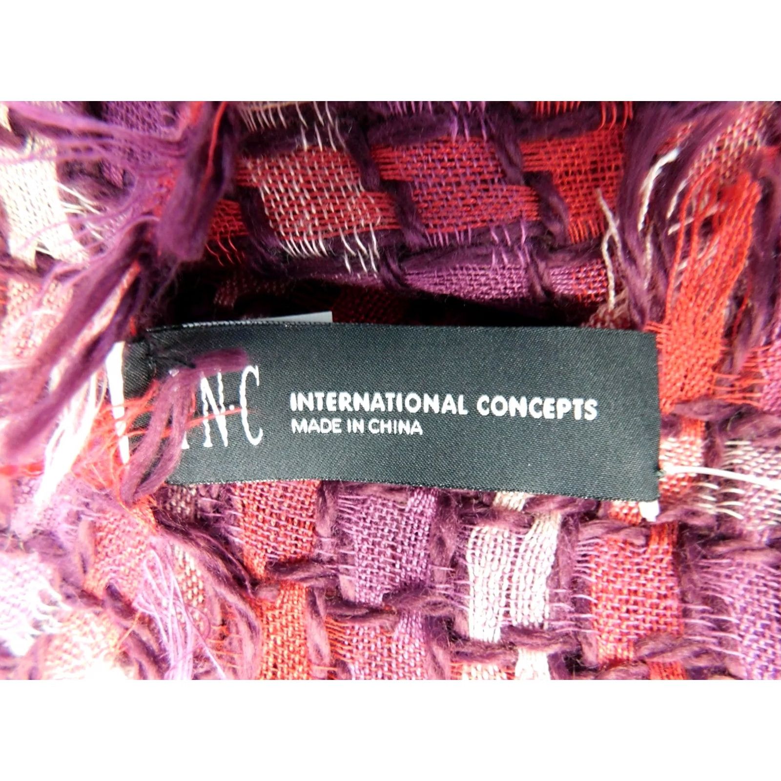 Vintage INC International Concepts Scarf Red Houndstooth Patchwork Fringe Oversize Rectangle Womens Size ONE SIZE - 4 Thumbnail