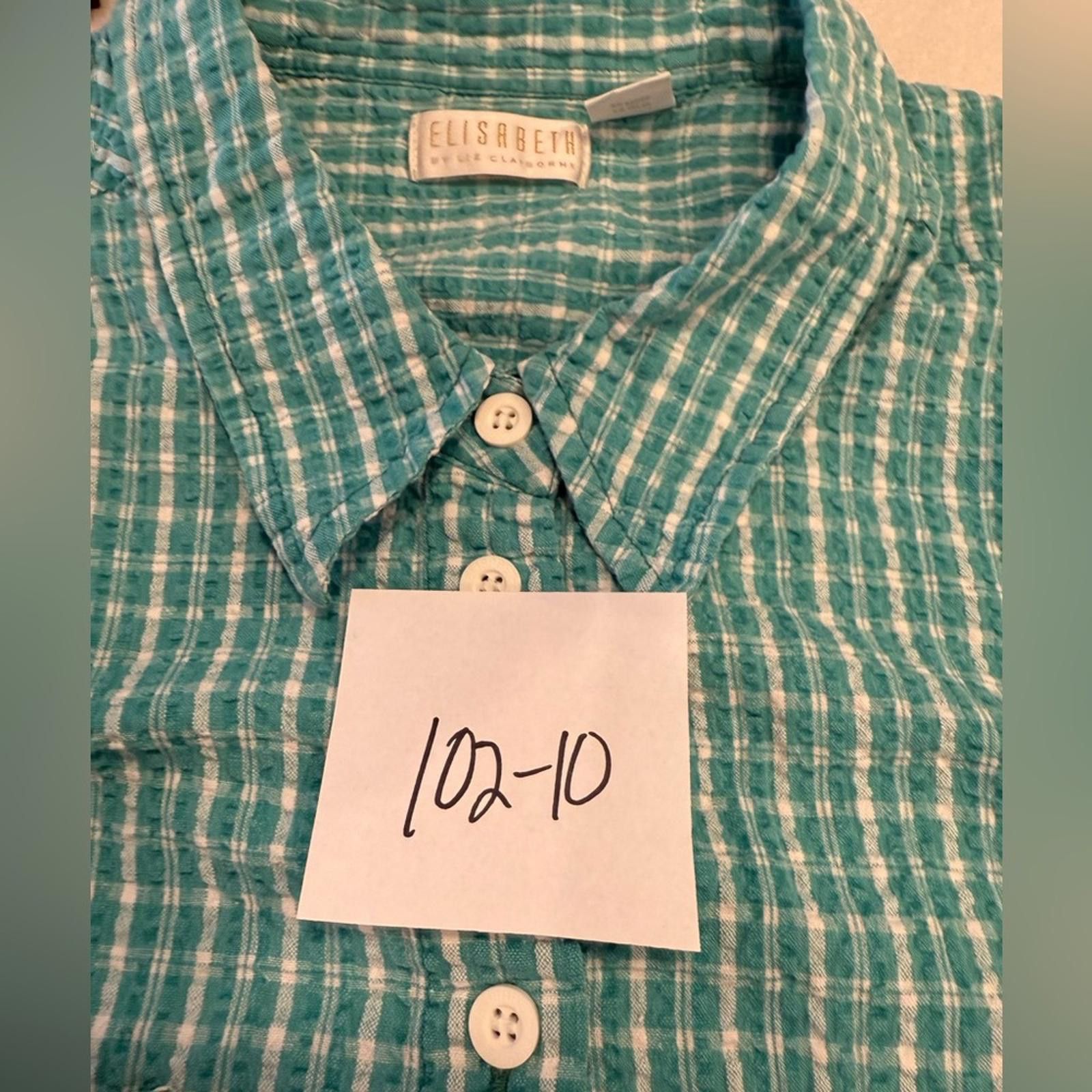 Other Elisabeth plaid button up teal white short sleeve cotton 20 Size 3XL / US 20-22 - 12 Thumbnail