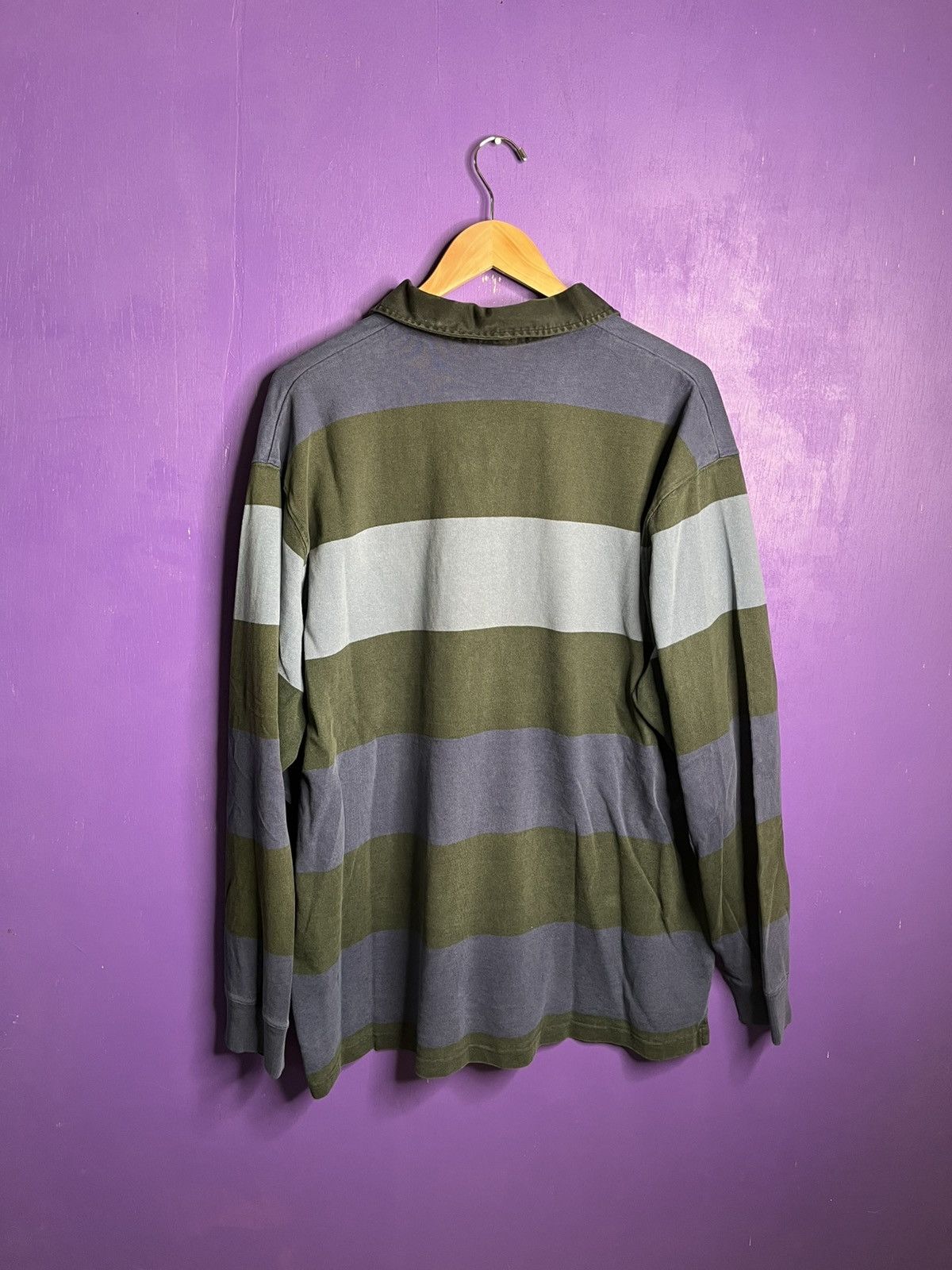 Polo Ralph Lauren × Vintage Vintage 90s Polo sport black/blue striped rugby shirt Size US XL / EU 56 / 4 - 2 Thumbnail