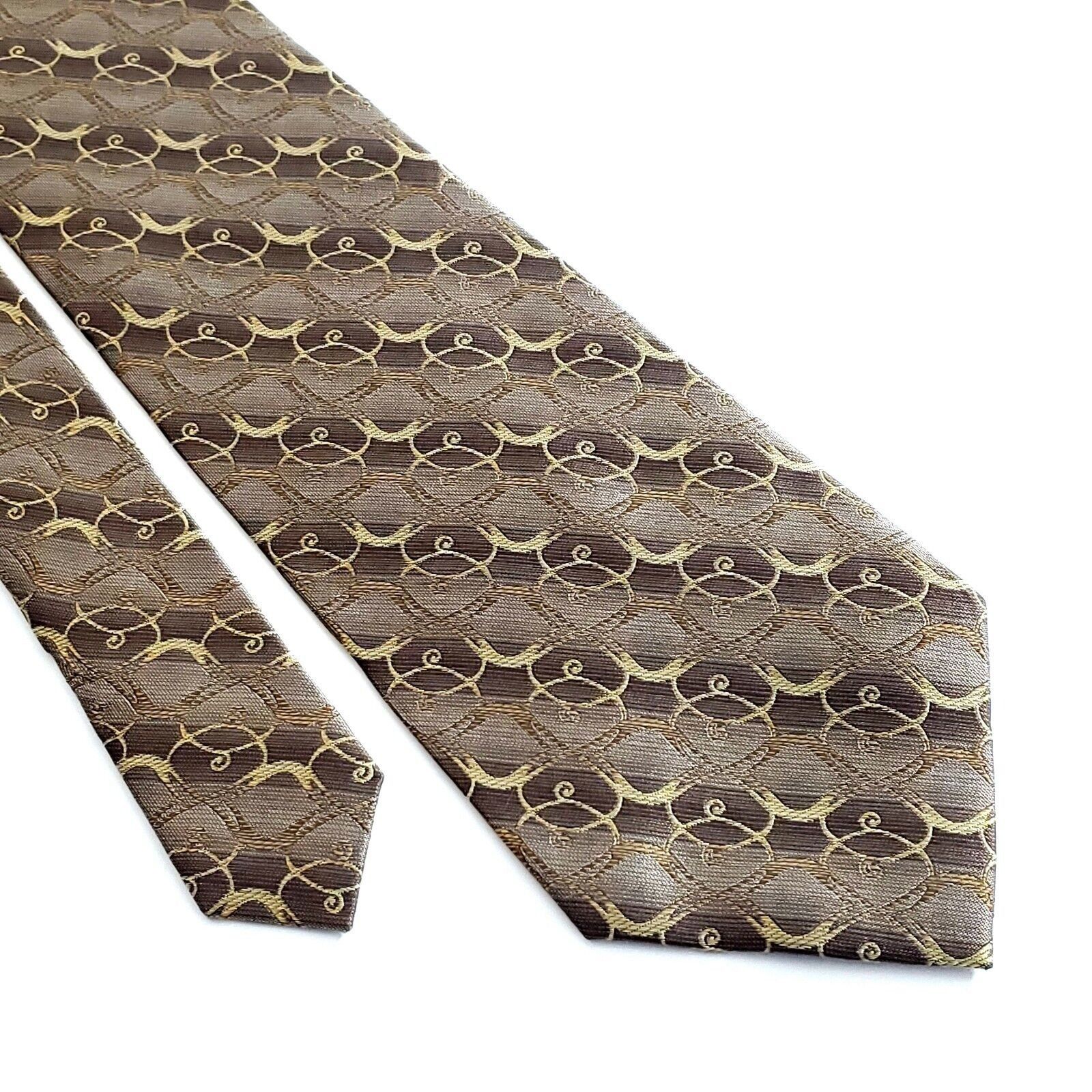 Designer Concepts By Claiborne Woven Brown Tan Geometric Silk Tie Size ONE SIZE - 1 Thumbnail