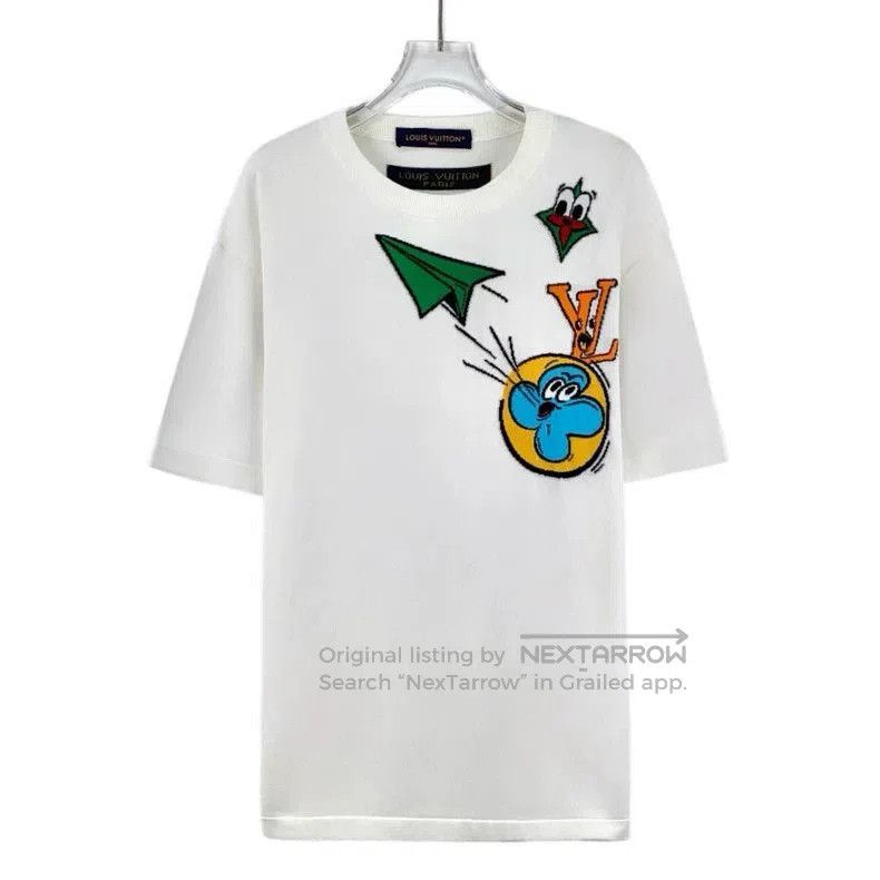 Louis Vuitton White Paper Plane Graphic T-shirt.