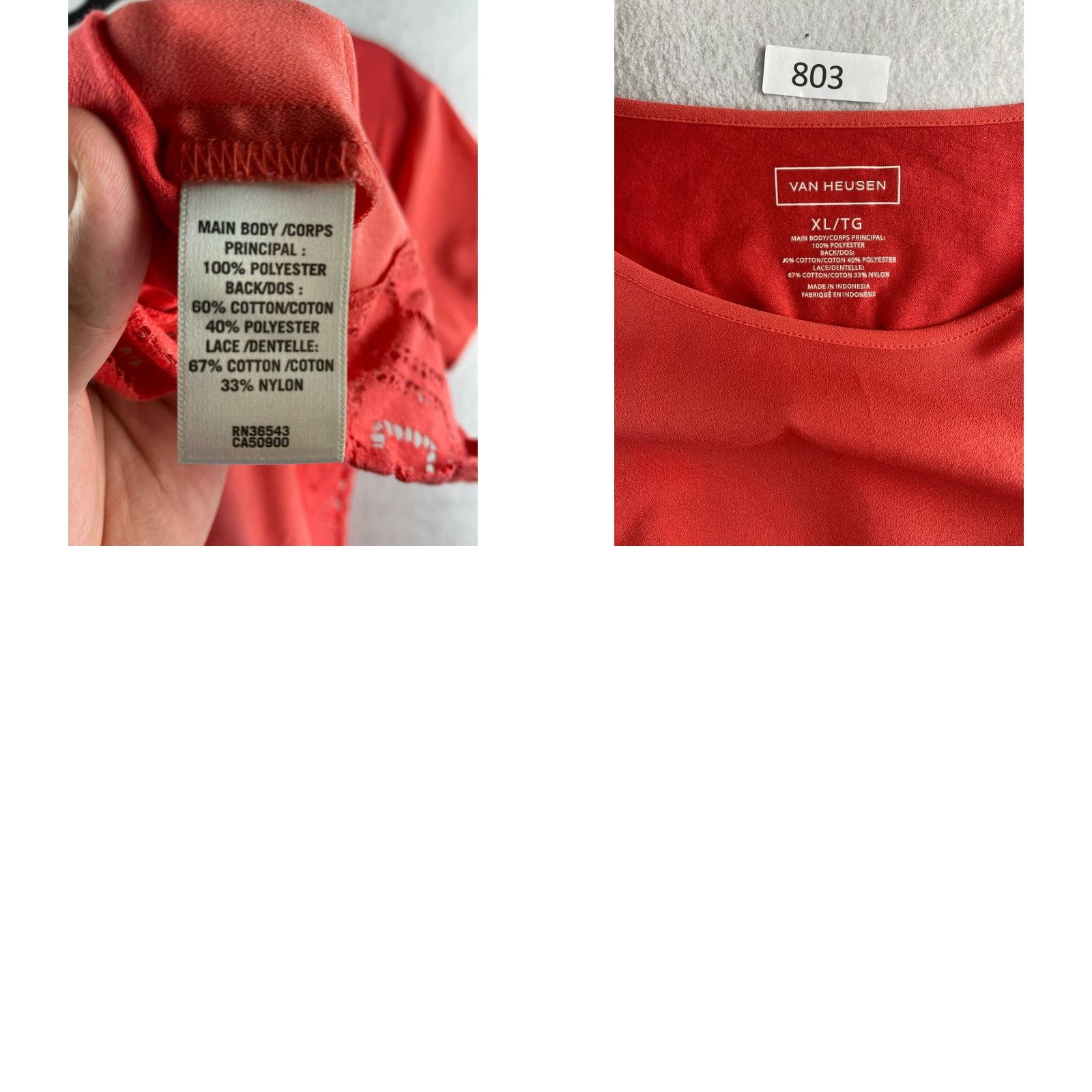 Van Heusen Van Heusen Blouse Womens XL Short Sleeve Pleated Laced Hem Round Neck Coral Dress Shirt? Size XL / US 12-14 / IT 48-50 - 8 Thumbnail