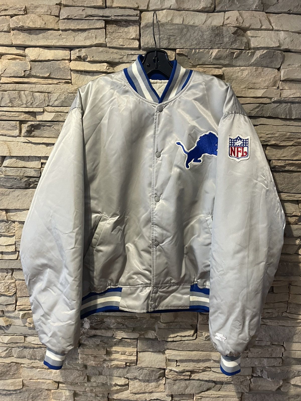 Starter Rare Vintage 80s Detroit Lions Stater Satin Jacket Size US XXL / EU 58 / 5 - 4 Thumbnail