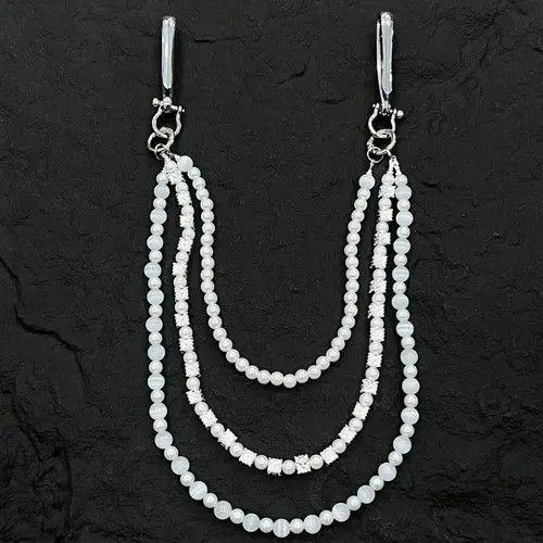 Jewelry White Beaded Wallet Chain Accessory for Jeans, Layered Style Size ONE SIZE - 6 Thumbnail
