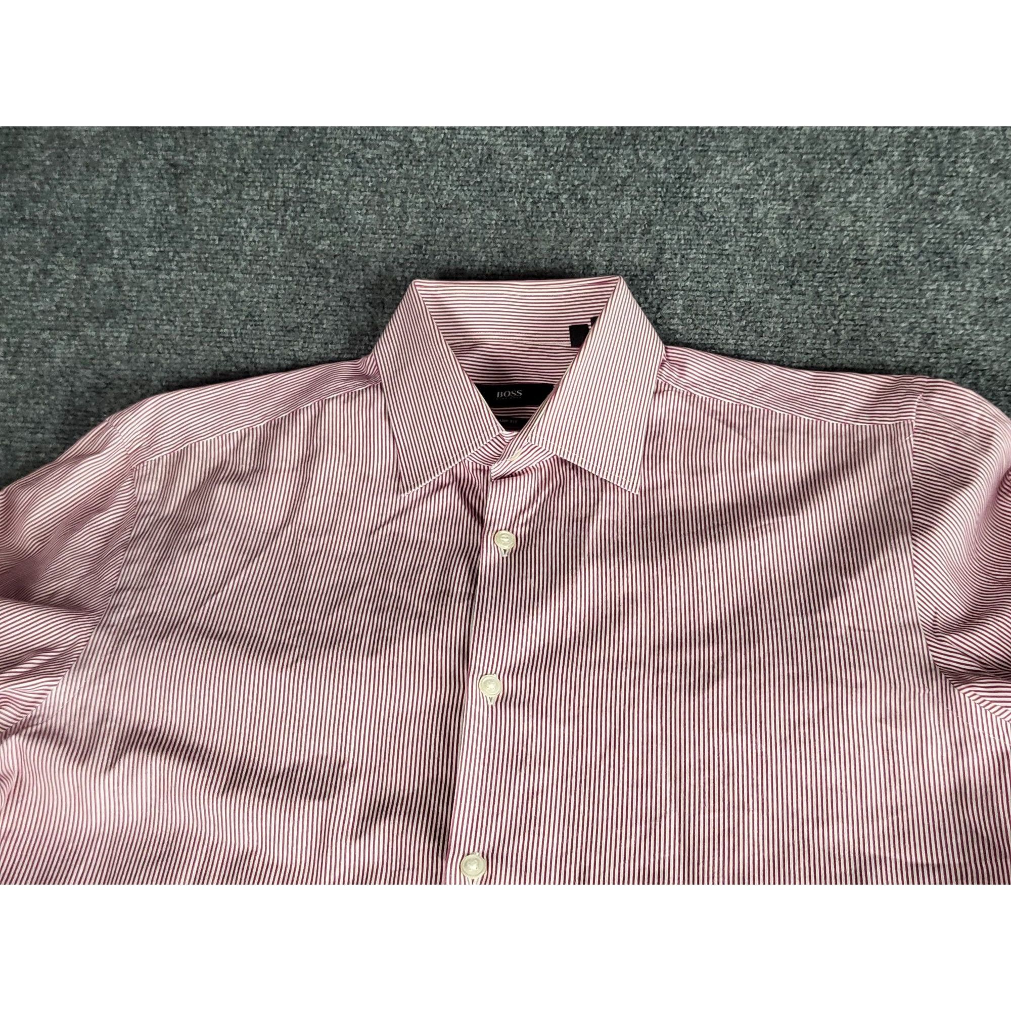 Hugo Boss Boss Hugo Boss Sharp Fit Shirt Men Sz M Striped Red Candy Ca Size US M / EU 48-50 / 2 - 3 Thumbnail