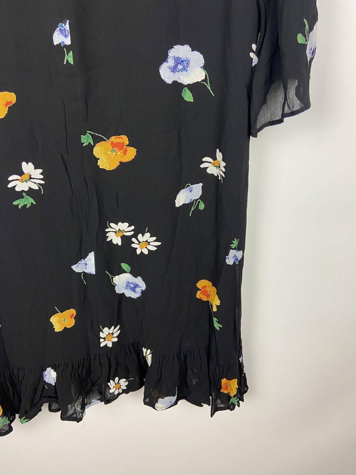 Designer × Ganni Ganni Dainty Georgette Floral Black Mini Dress Sz 36 Size XS / US 0-2 / IT 36-38 - 13 Thumbnail