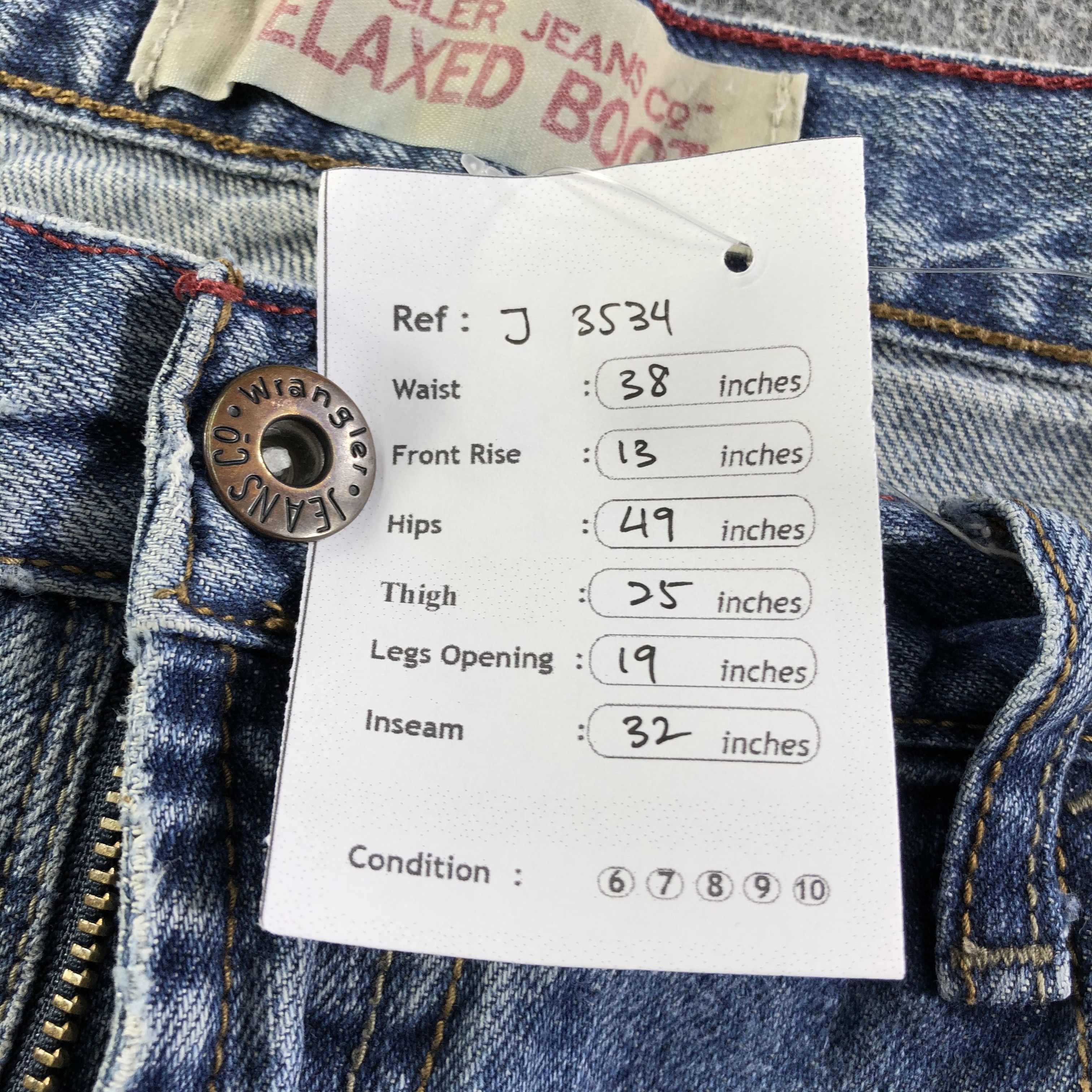 Vintage Vintage Blue Wash Wrangler Jeans-J3534 Size US 38 / EU 54 - 12 Thumbnail